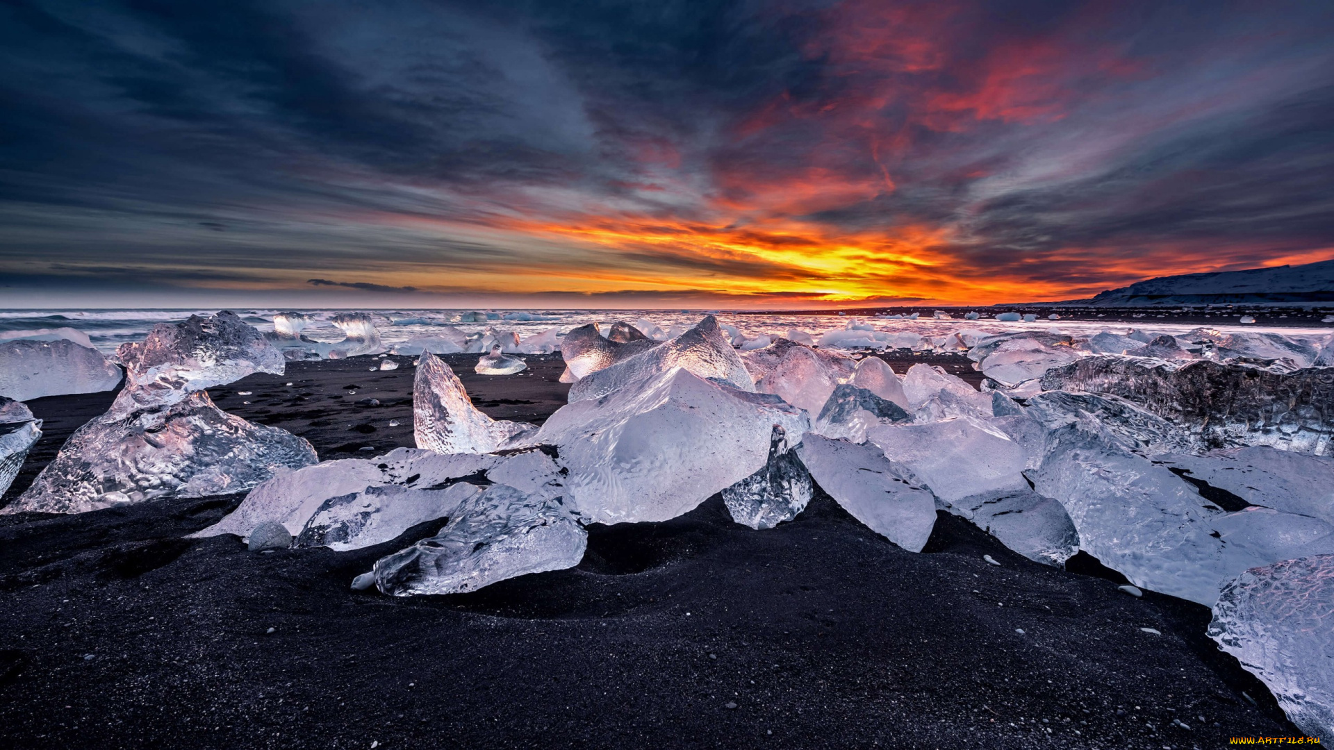 природа, зима, gletscher, jokulsarlon, исландия, лед, снег