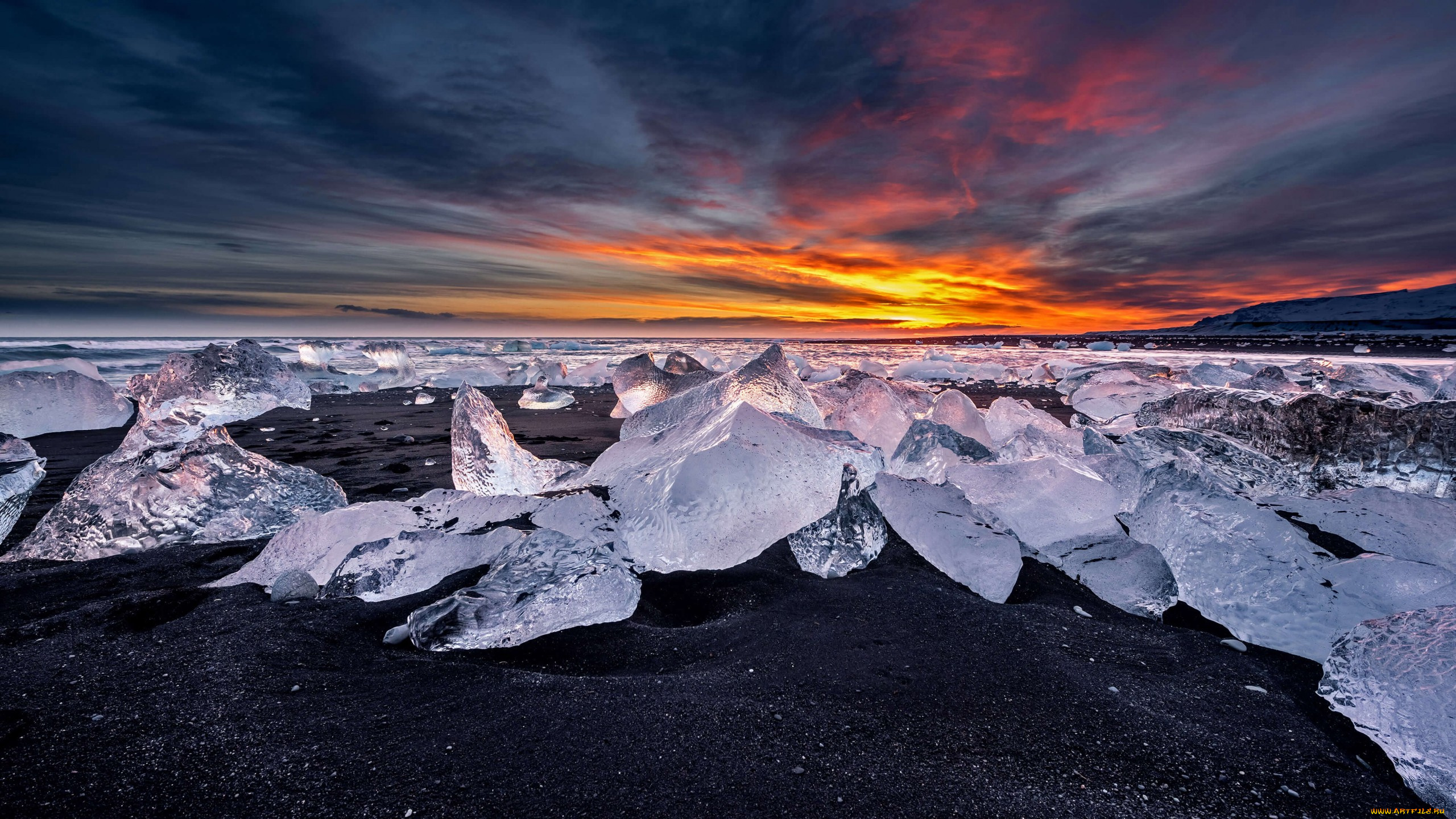 природа, зима, gletscher, jokulsarlon, исландия, лед, снег