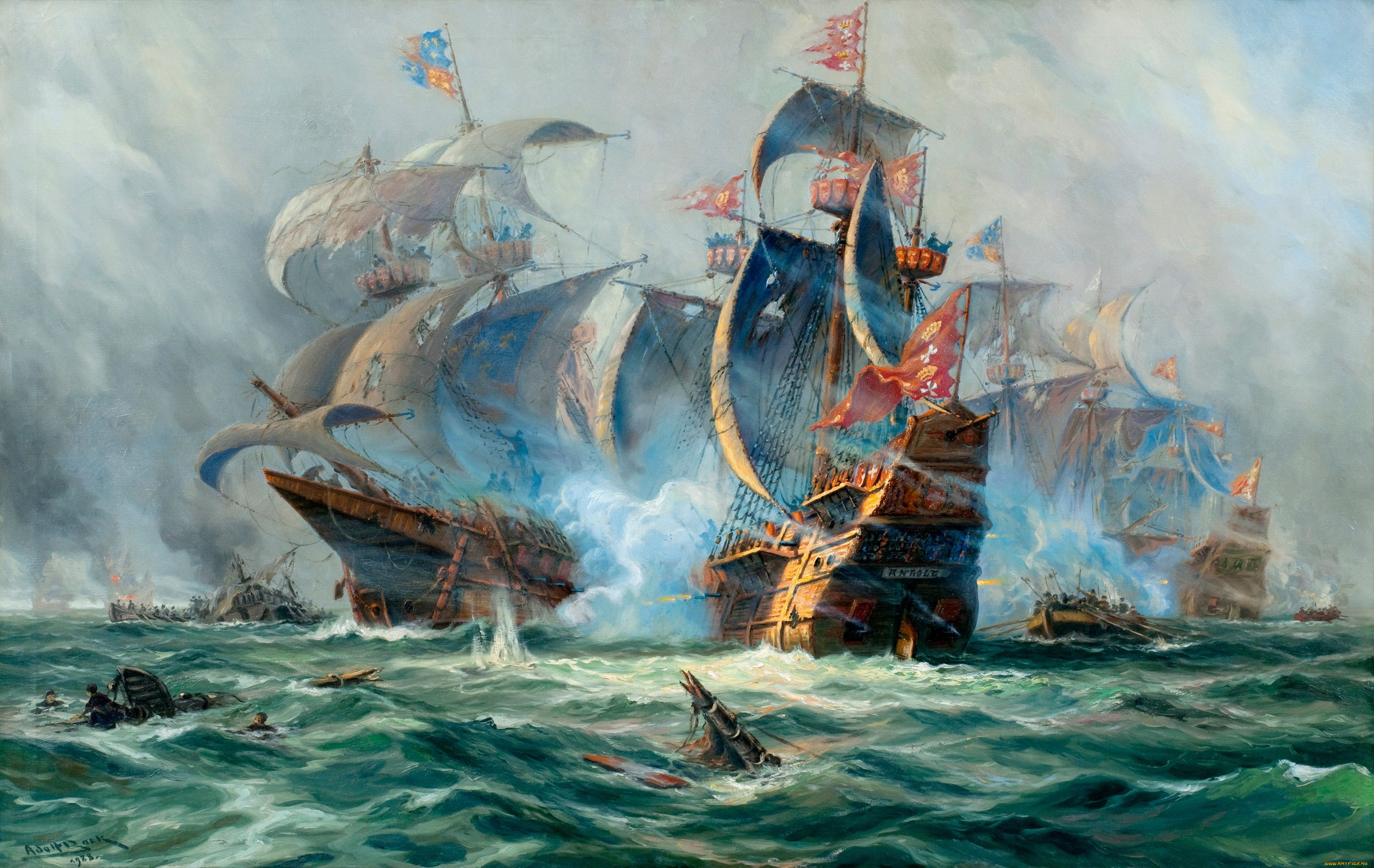 adolf, bock, рисованные, корабли, сражение, парусники