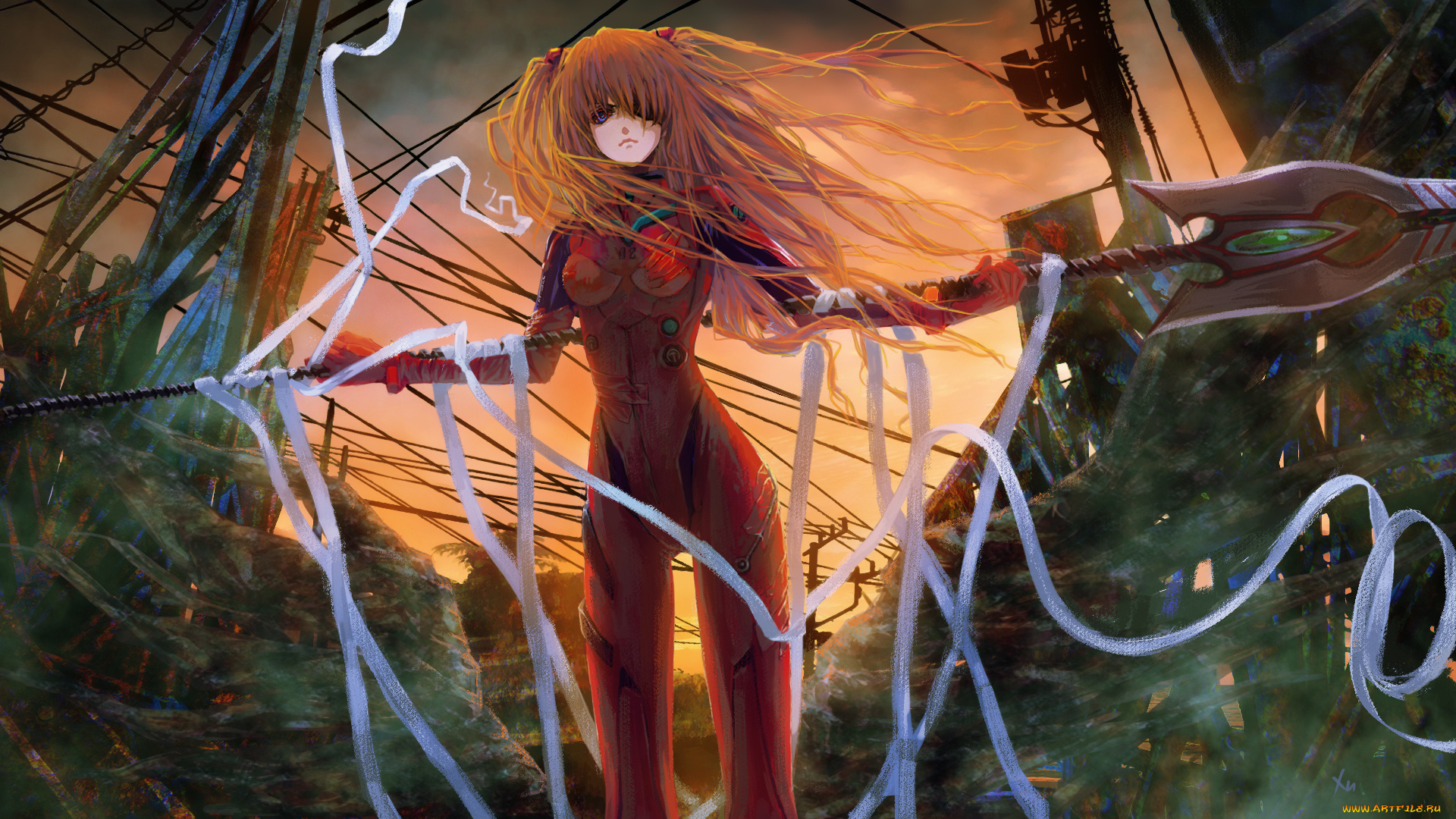 аниме, evangelion, asuka, langley