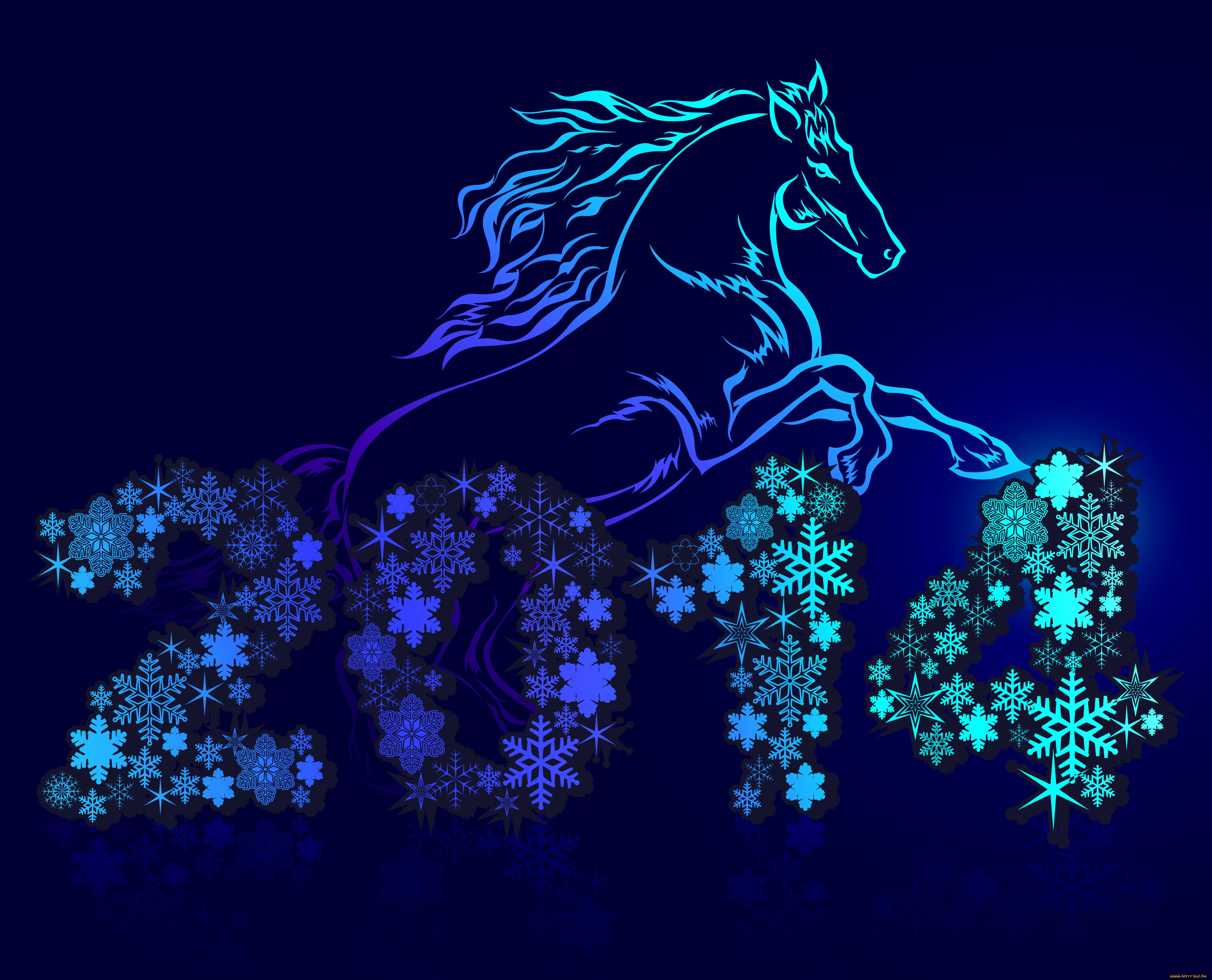 праздничные, векторная, графика, , новый, год, цифры, лошадь, новый, год