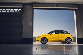 обоя автомобили, audi, s1, sportback, za-spec, 2014г, желтый