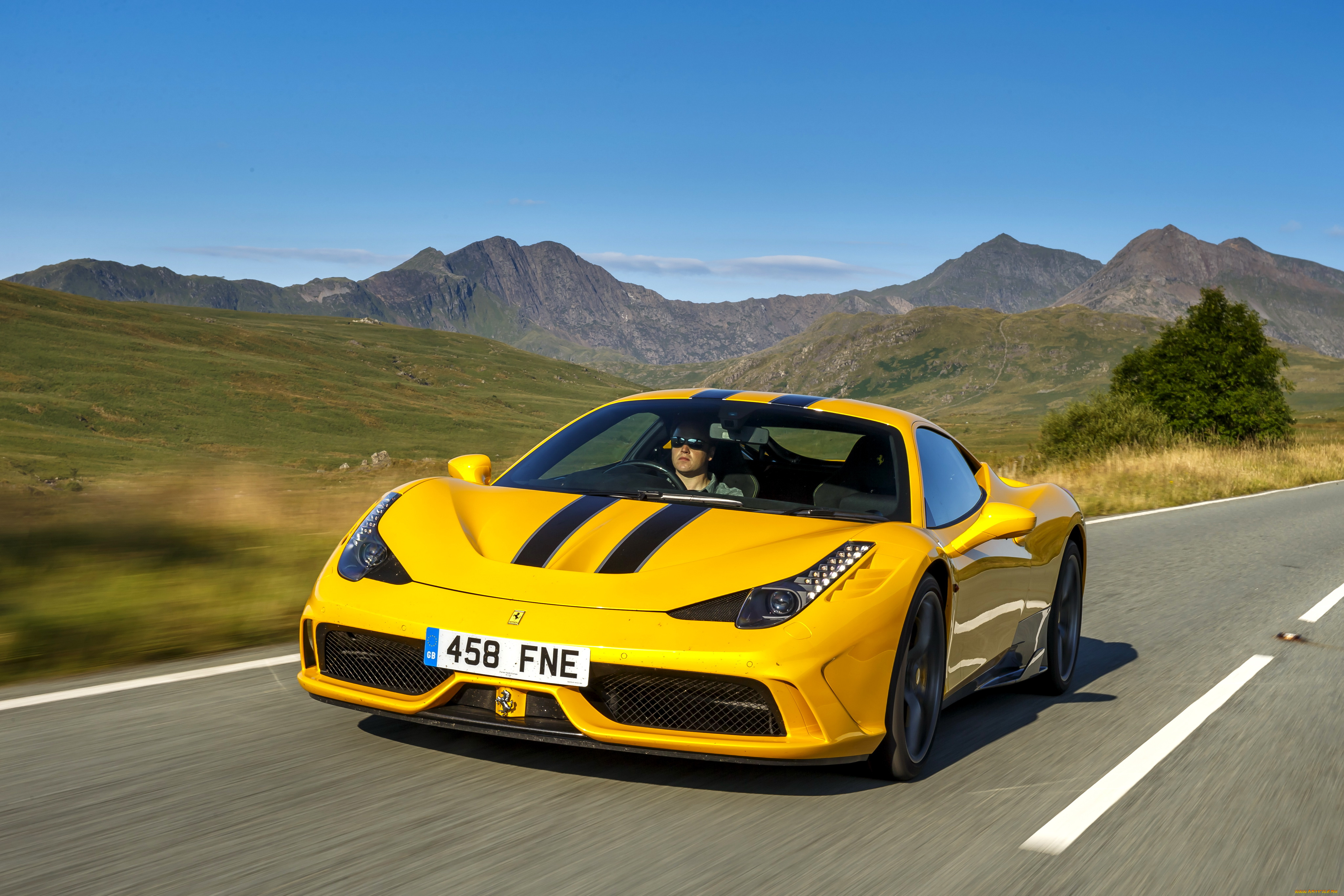 автомобили, ferrari, желтый, 2014г, uk-spec, speciale, 458