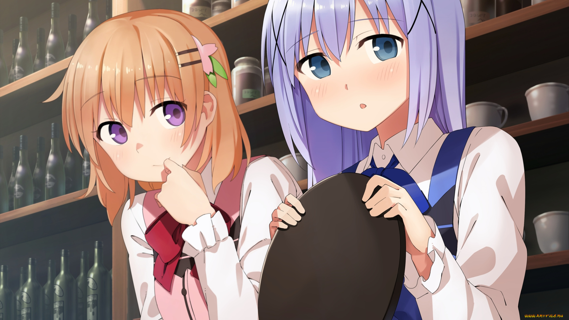 аниме, gochuumon, wa, usagi, desu, ka, девочки, арт, gochuumon, wa, usagi, desu, ka, hoto, kokoa, kafuu, chino, dacchi, кафе