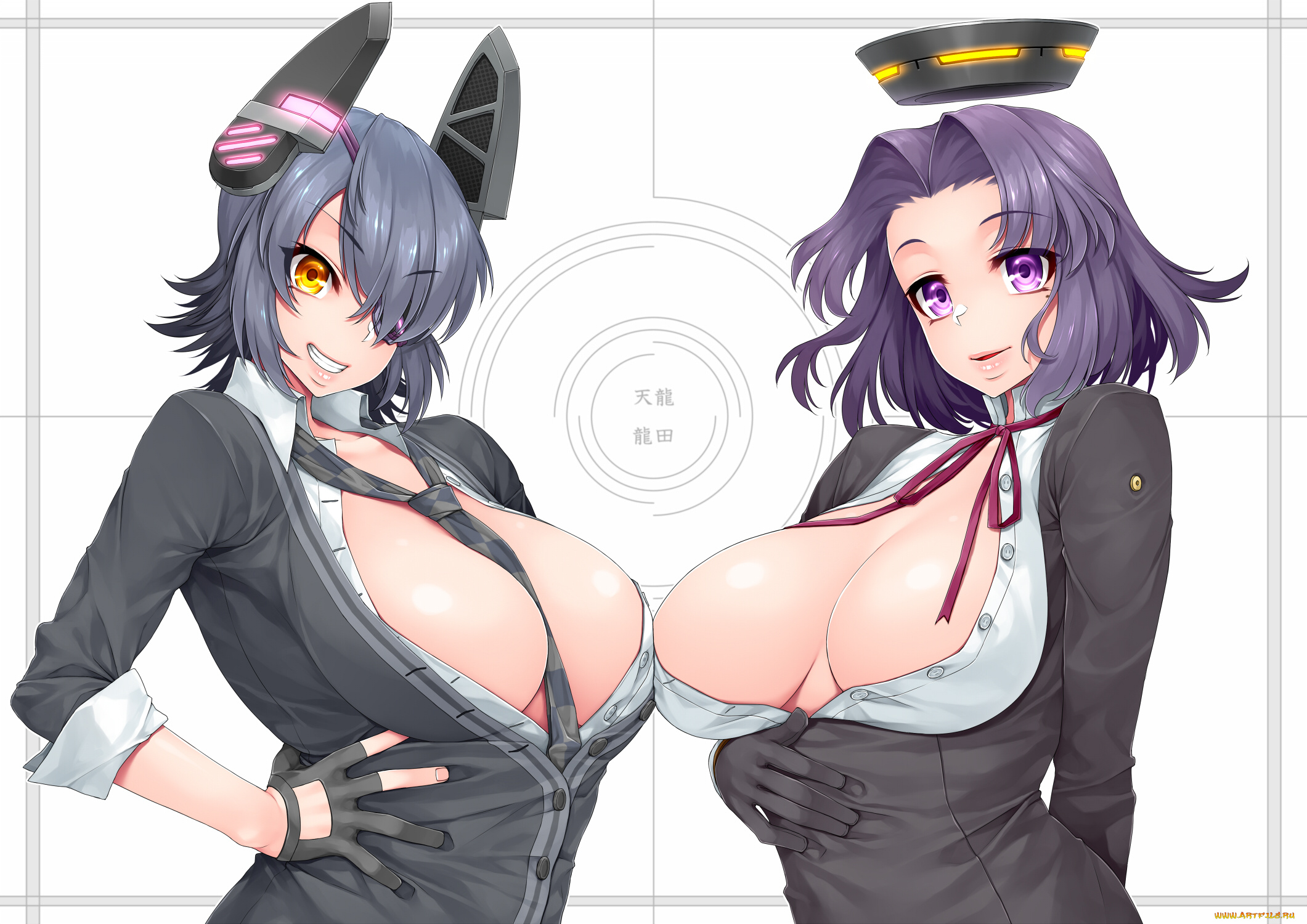 аниме, kantai, collection, девушки, tatsuta, kantai, collection, арт, tenryuu, happa, cloverppd, грудь, kancolle, эротика