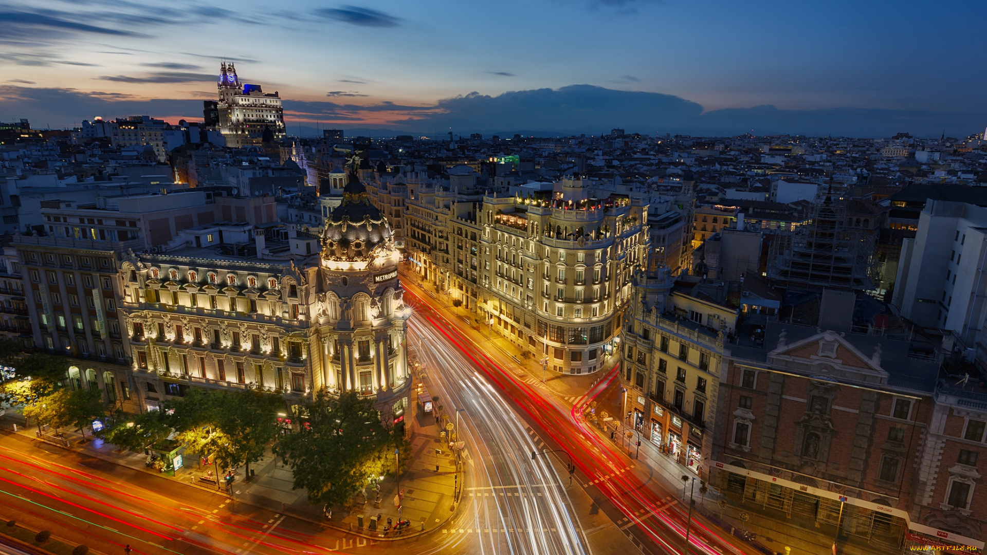 madrid, города, мадрид, , испания, панорама, ночь, огни