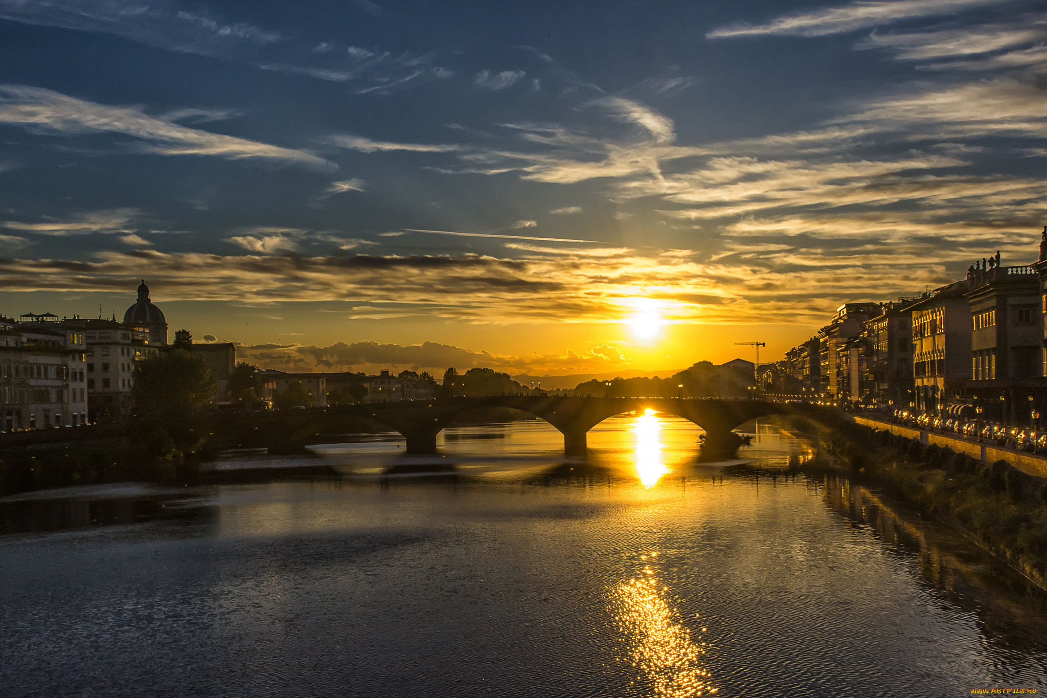 florence, города, флоренция, , италия, панорама, огни, ночь