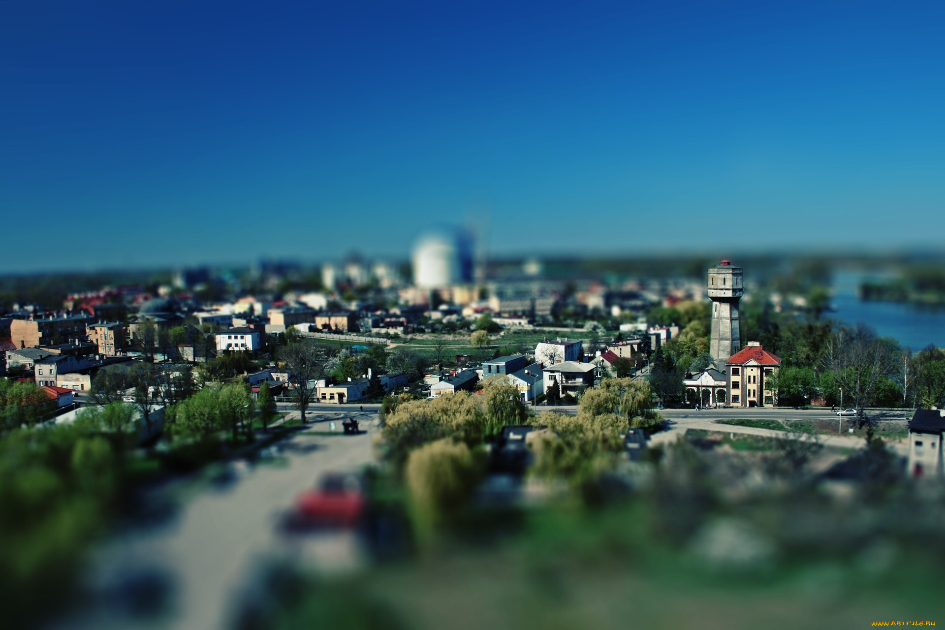 города, -, панорамы, сдвиг, наклона, городской, пейзаж, цифровое, искусство, tilt, shift