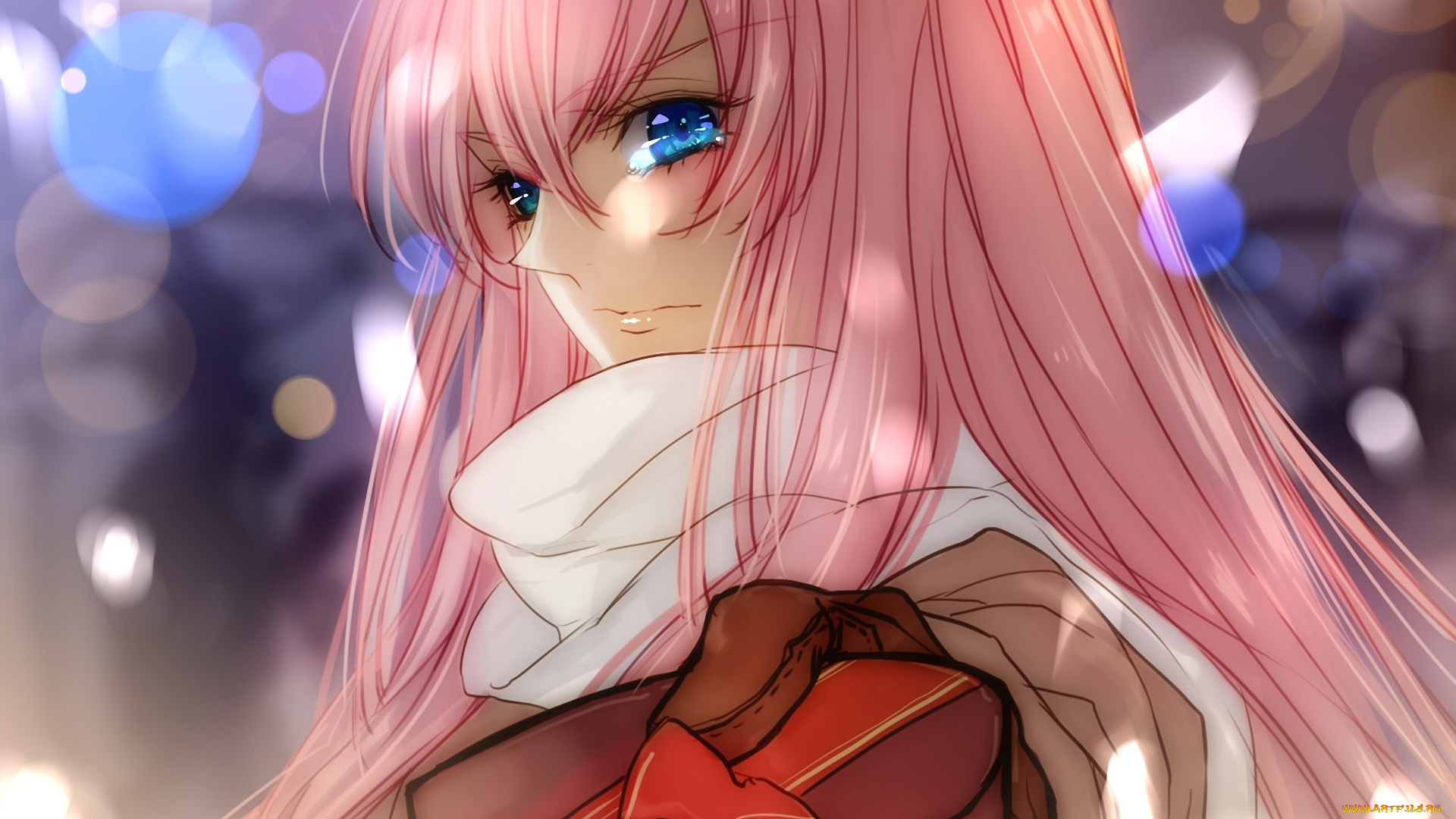 аниме, vocaloid, бант, слезы, megurine, luka