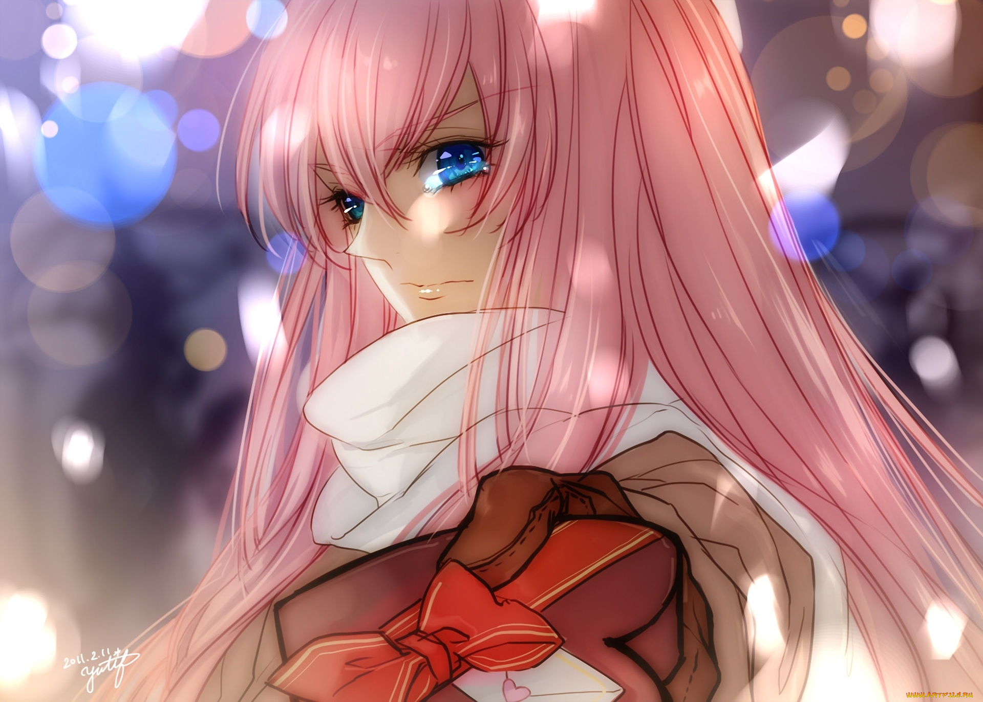 аниме, vocaloid, бант, слезы, megurine, luka