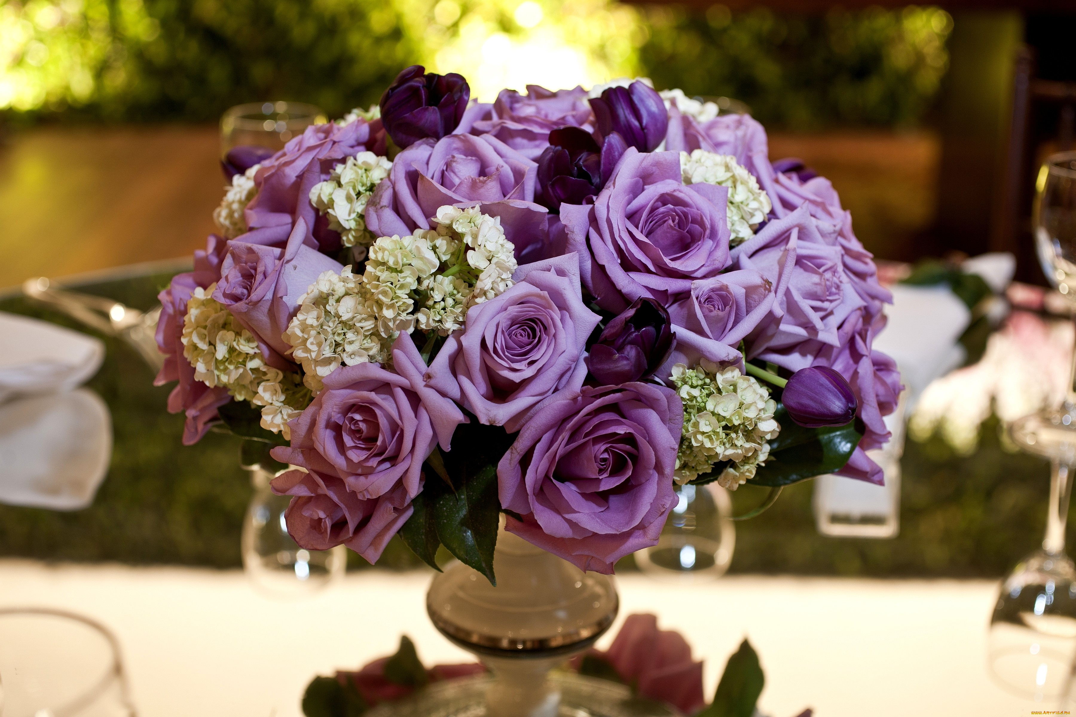 цветы, букеты, композиции, розы, лиловый, тюльпаны, гортензия
