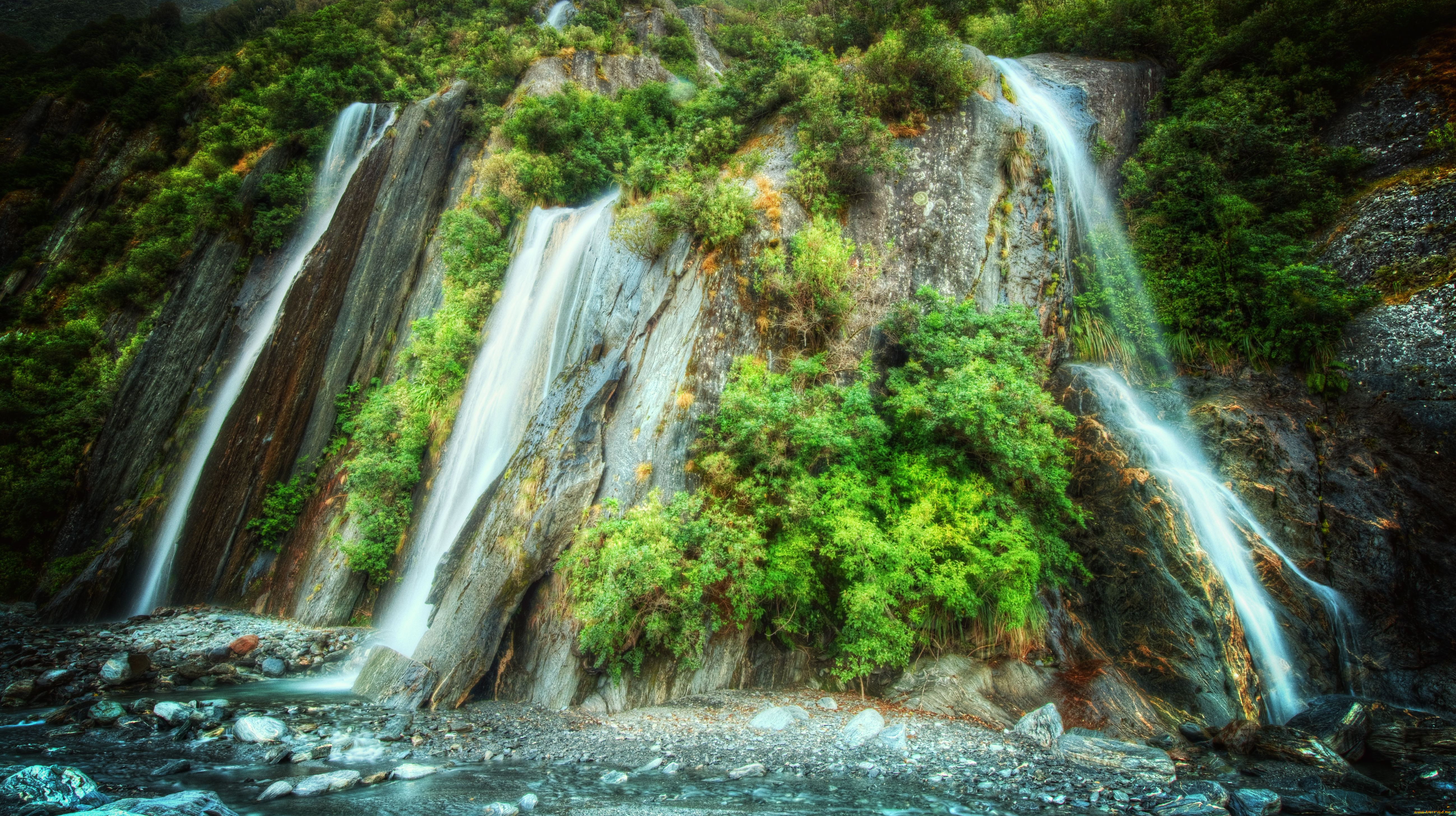 природа, водопады, скала