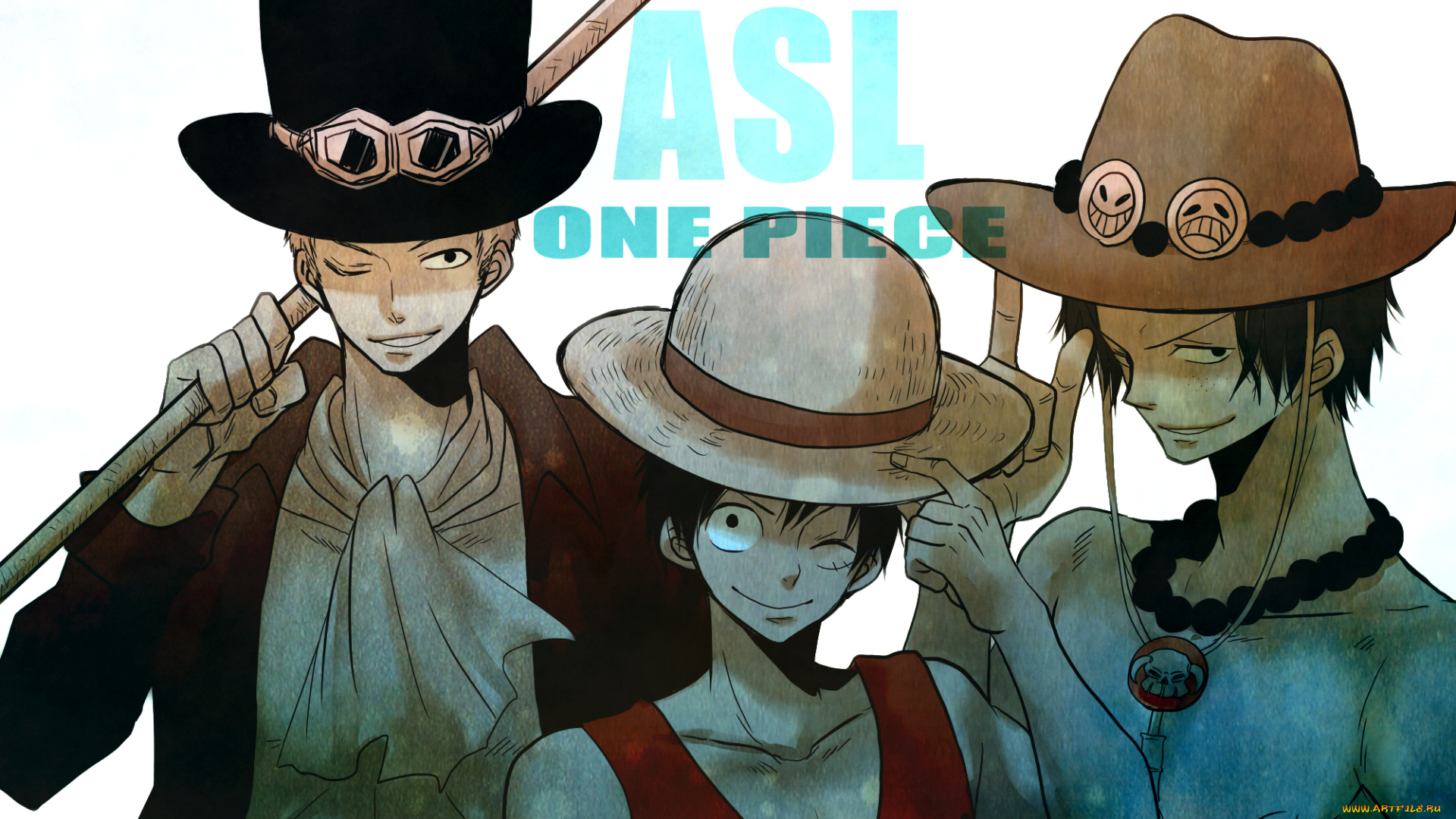 аниме, one, piece, portgas, d, ace, monkey, luffy, sabo