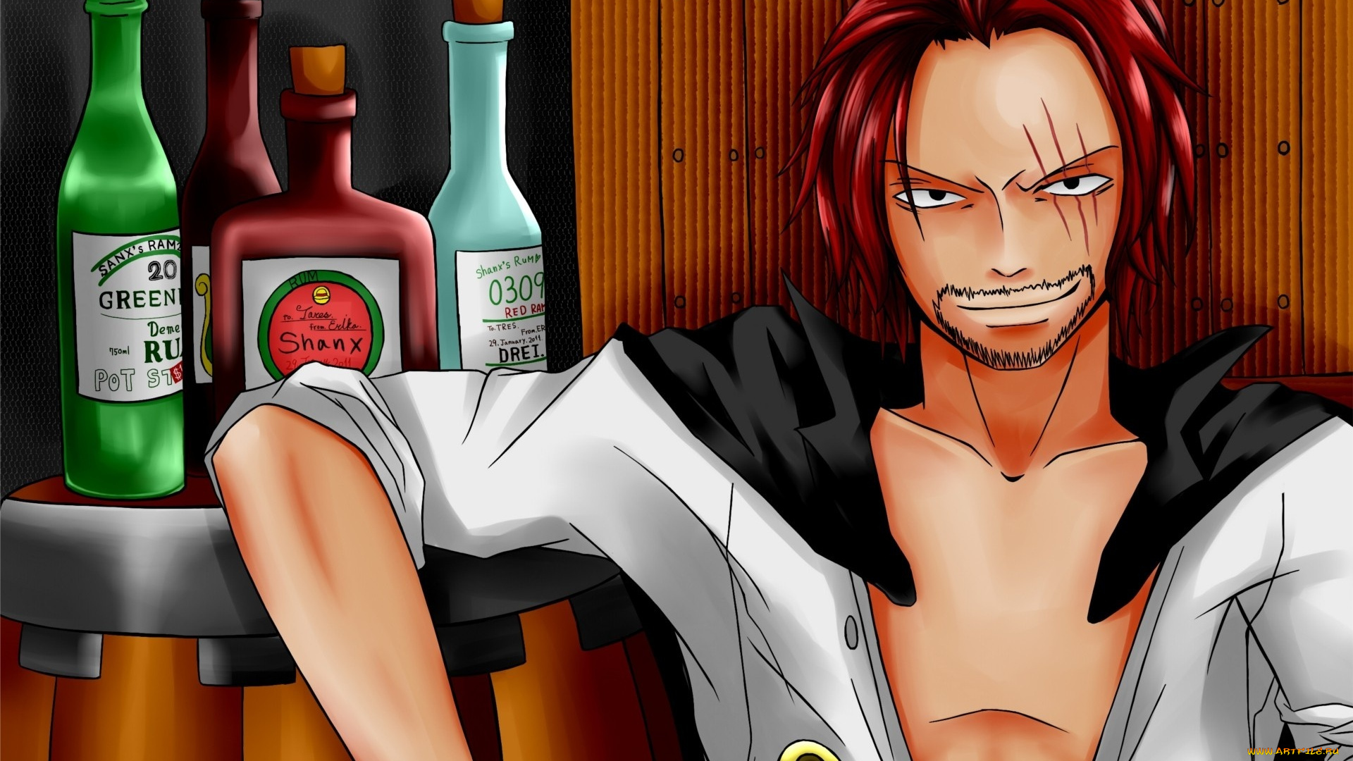 аниме, one, piece, shanks