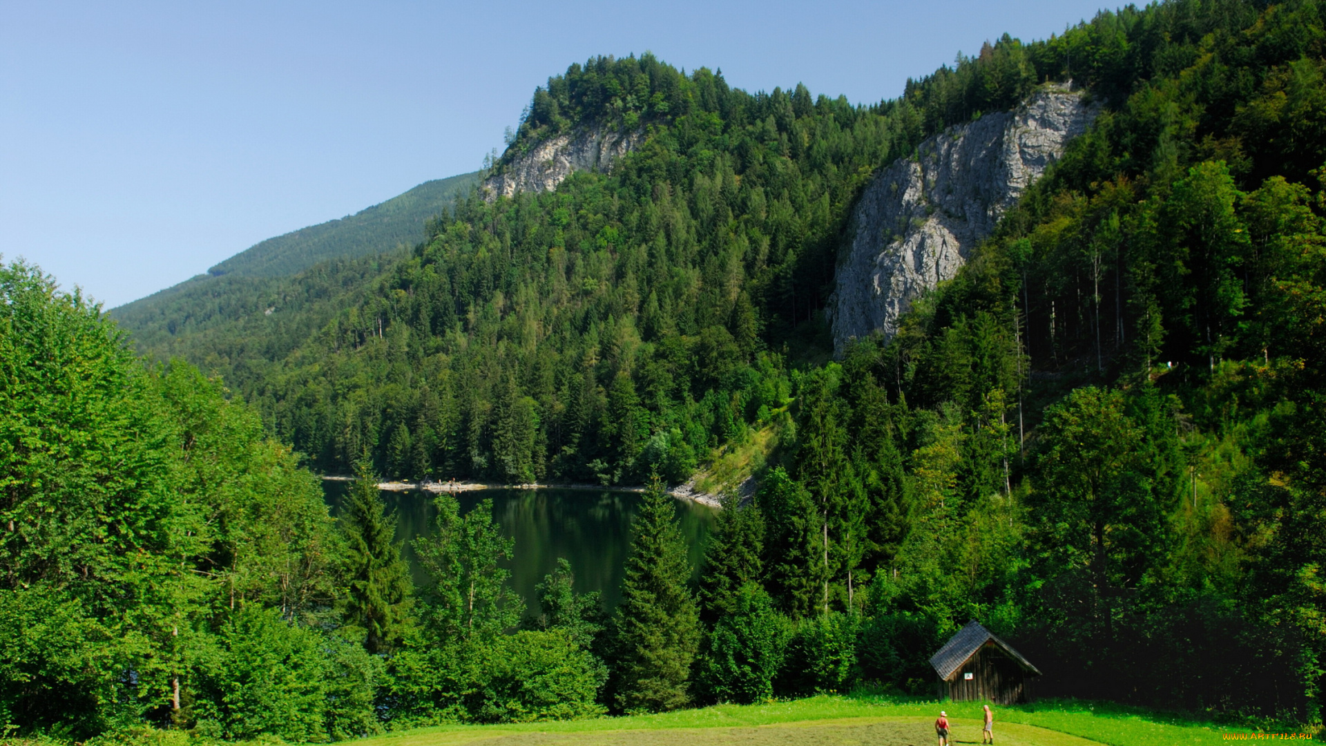 австрия, salzkammergut, природа, горы, озеро, долина