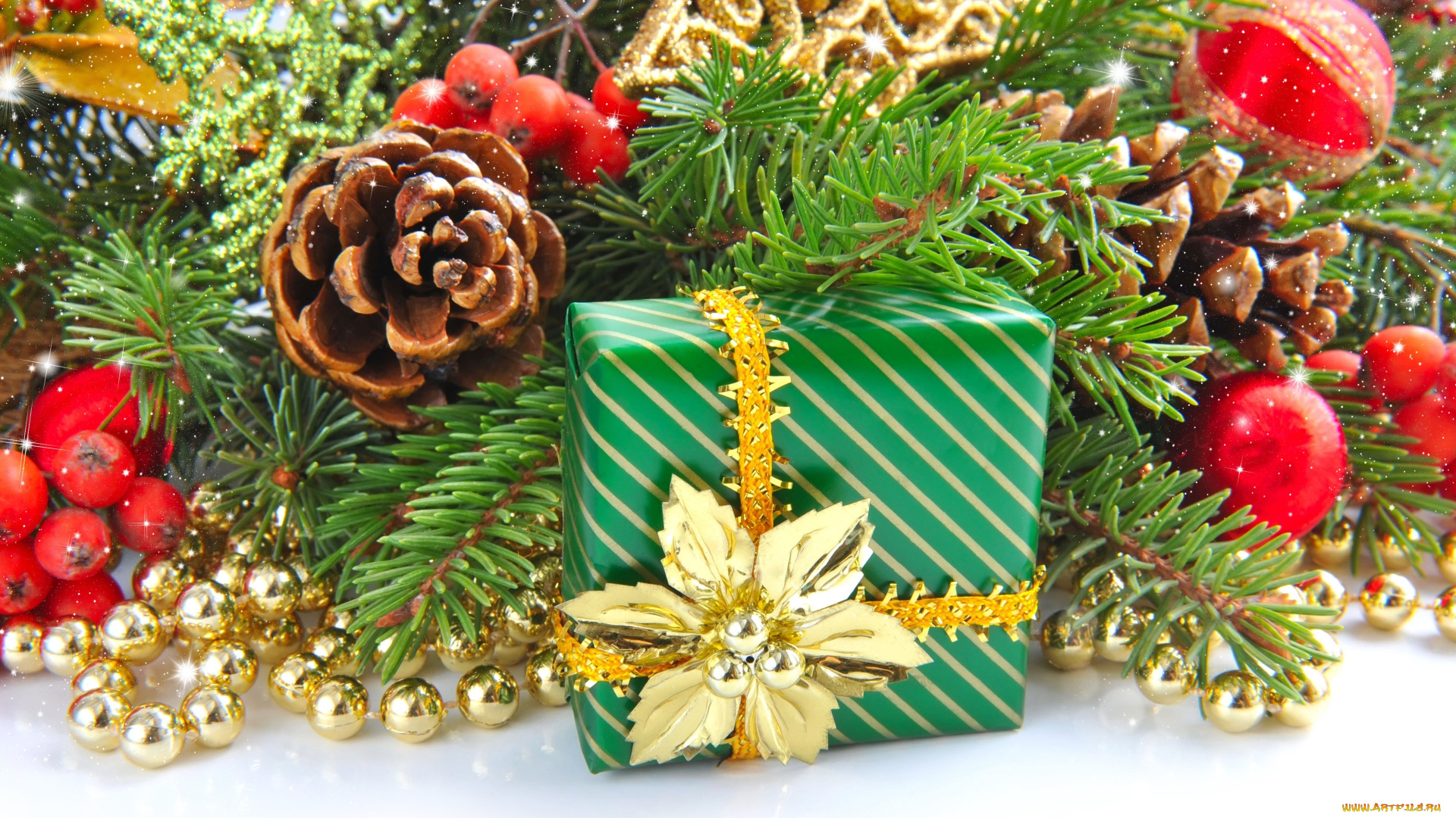 праздничные, подарки, коробочки, ель, шишки, подарок