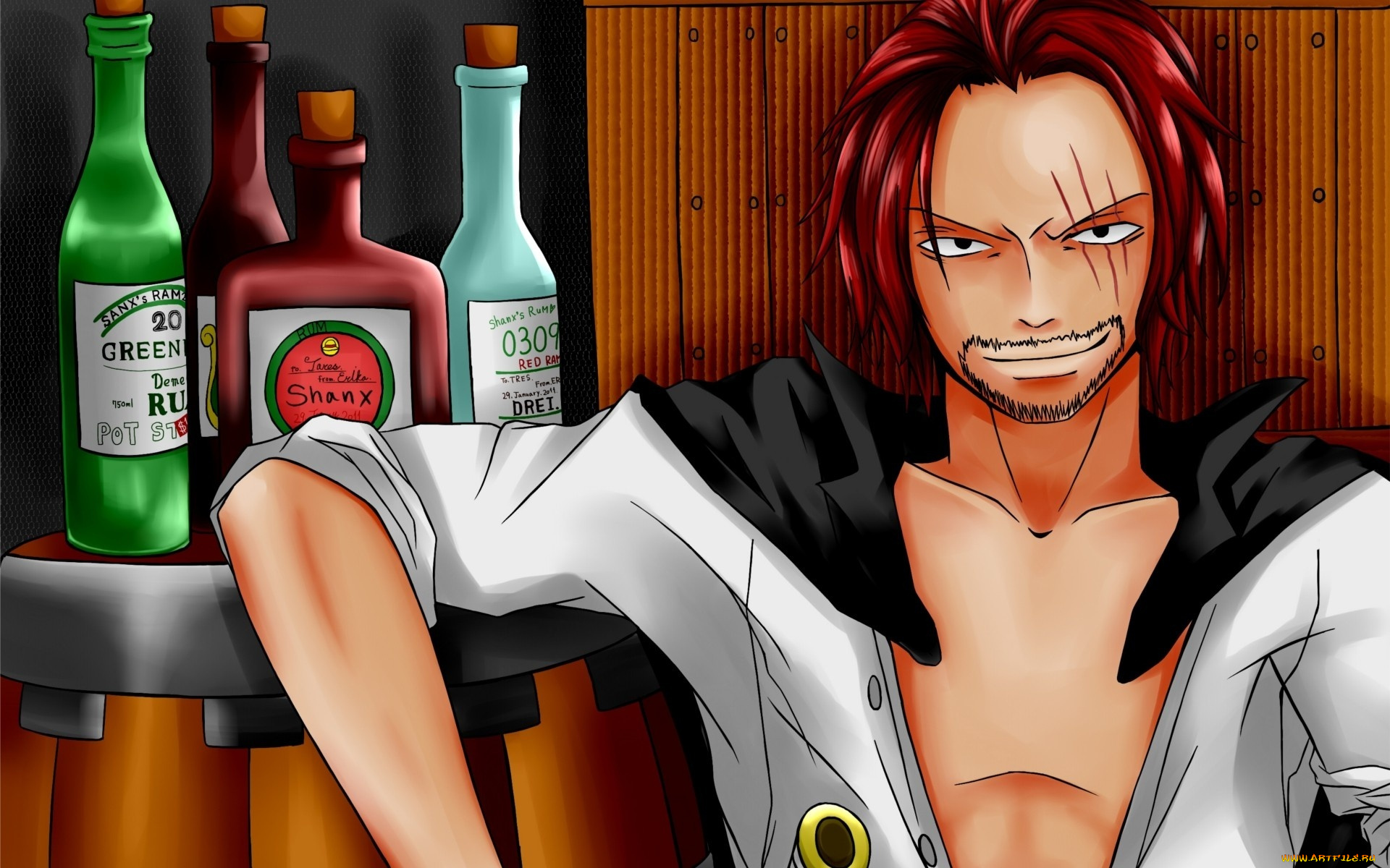 аниме, one, piece, shanks