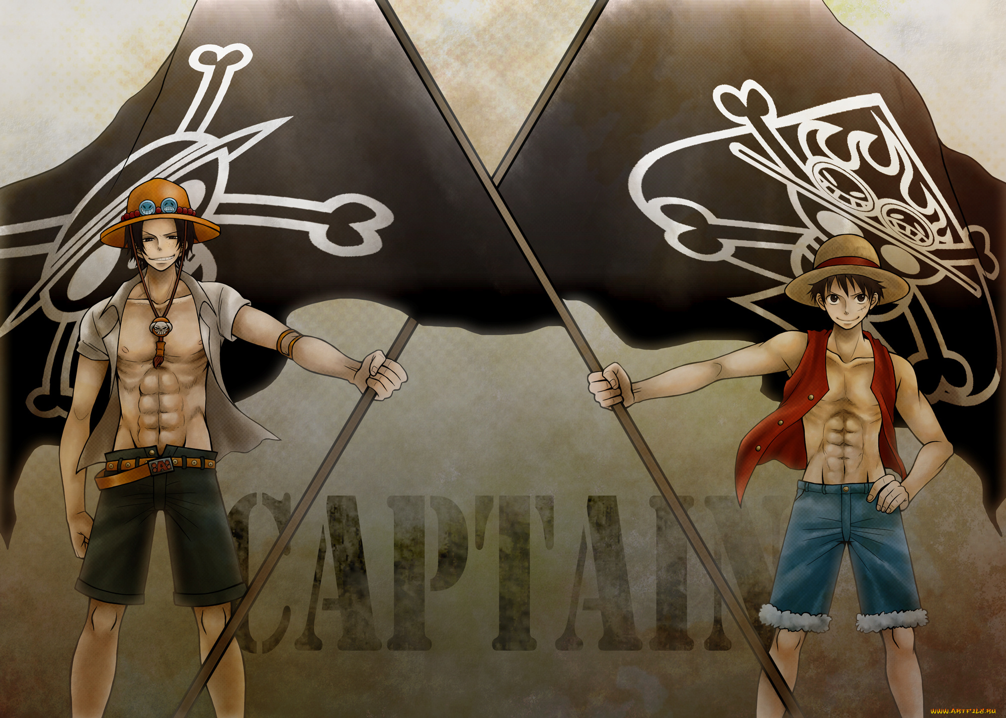 аниме, one, piece, monkey, d, luffy, portgas, ace
