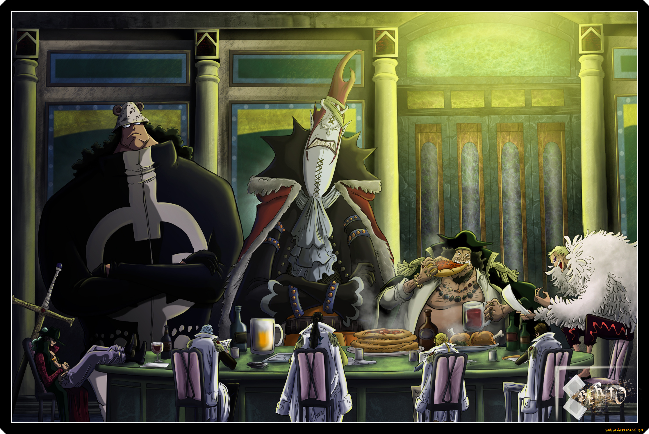 аниме, one, piece, bartholomew, kuma, marshall, d, teach, gecko, moria, dracule, mihawk, donquixote, doflamingo