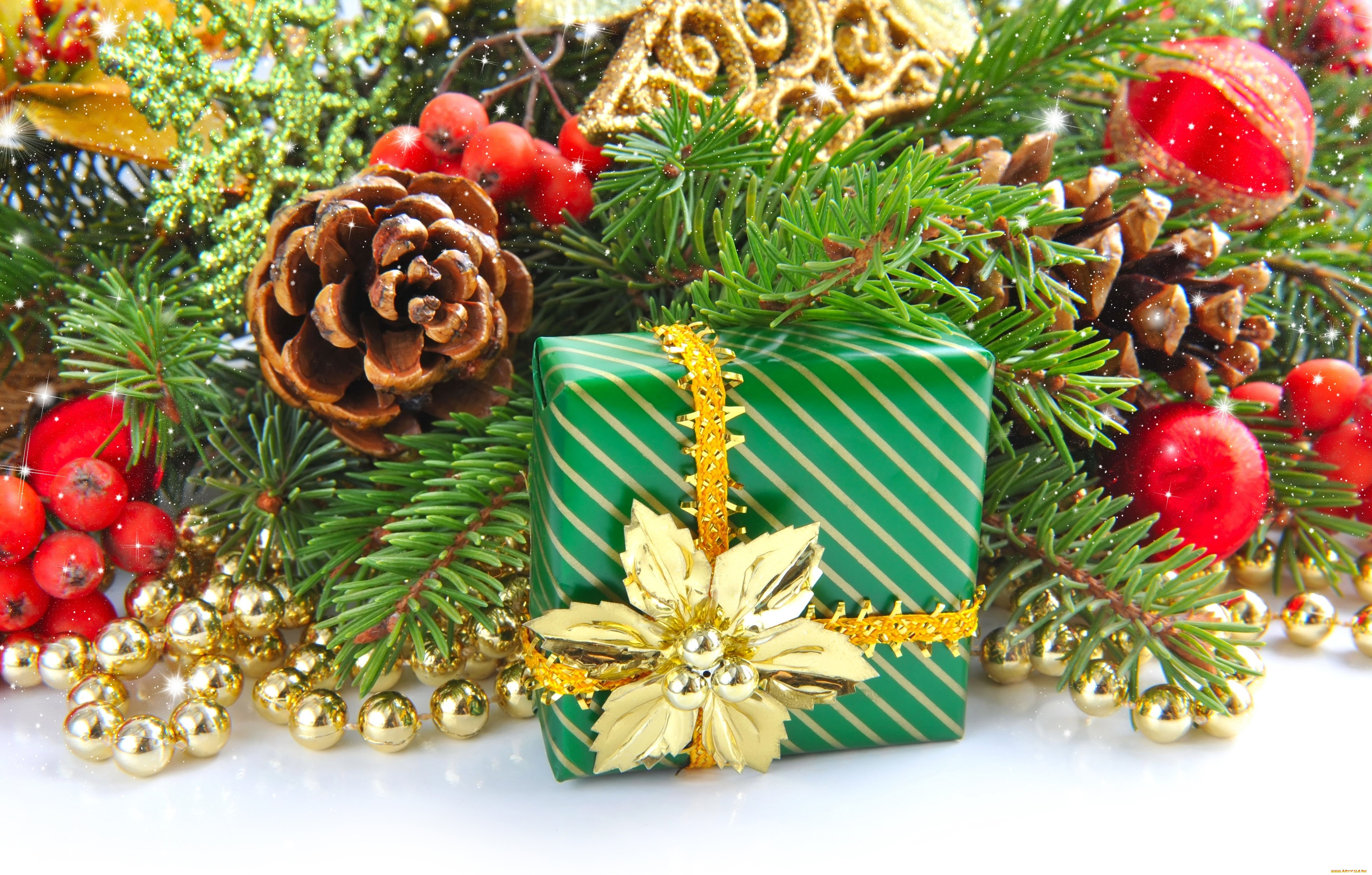 праздничные, подарки, коробочки, ель, шишки, подарок
