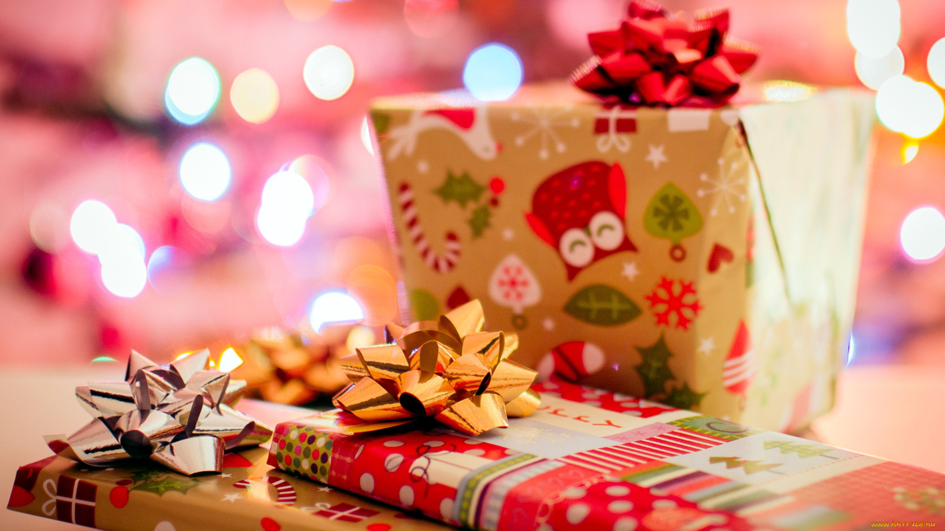 праздничные, подарки, и, коробочки, подарки, банты, упаковка