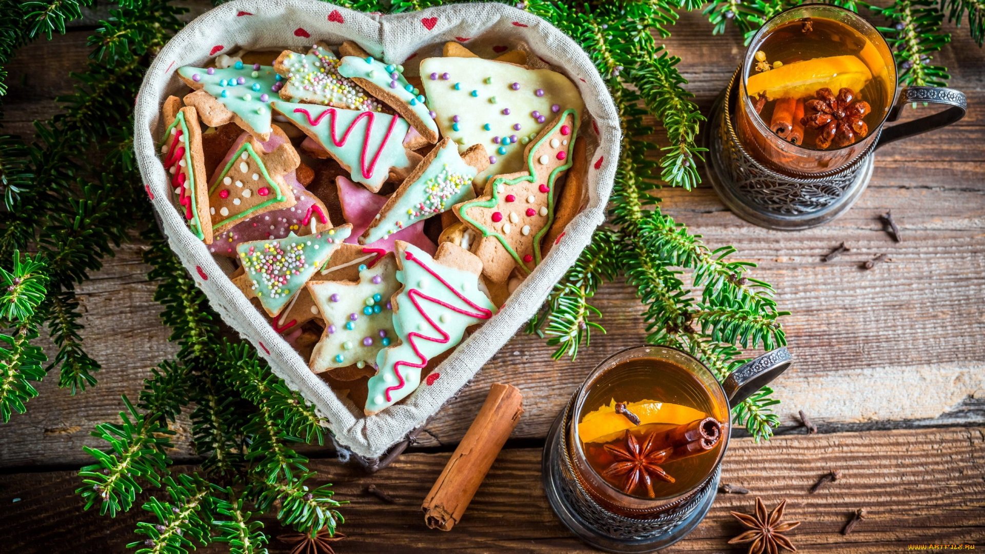 праздничные, угощения, печенье, анис, чай, гвоздика, корица