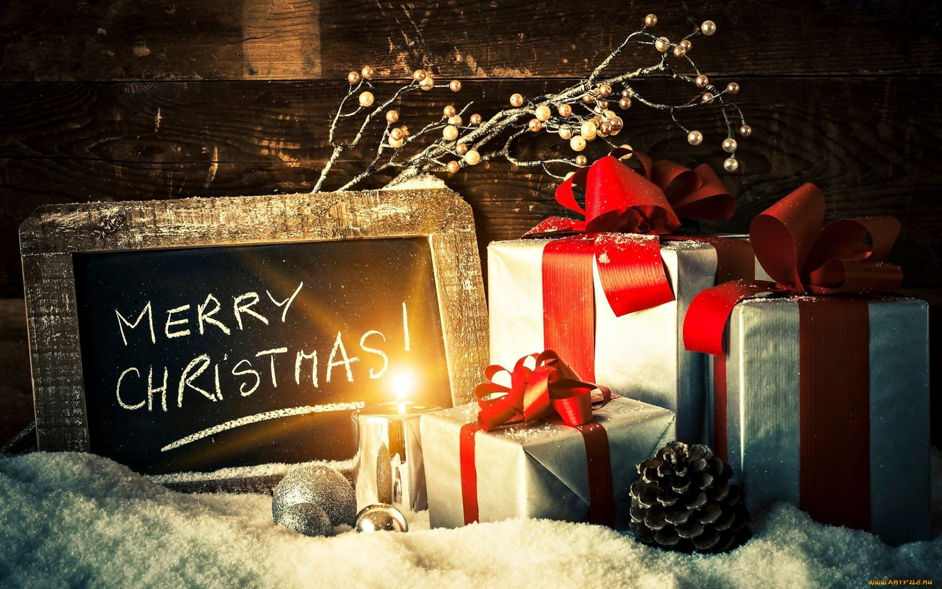 праздничные, подарки, и, коробочки, ленты, банты, подарки, свеча, пожелание, шишка, надпись