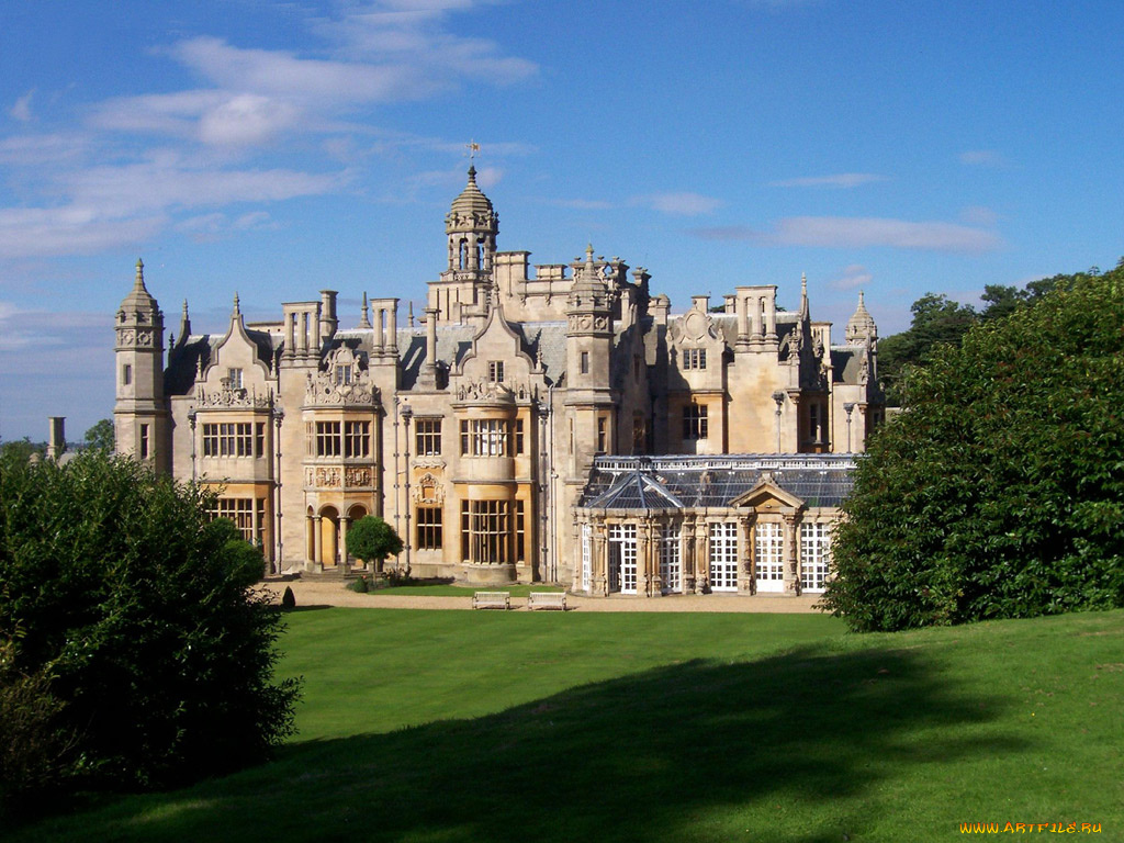 harlaxton, manor, uk, города, дворцы, замки, крепости