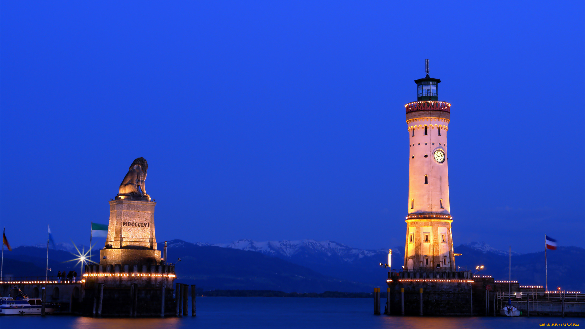 port, of, lindau, lake, constance, germany, города, памятники, скульптуры, арт, объекты