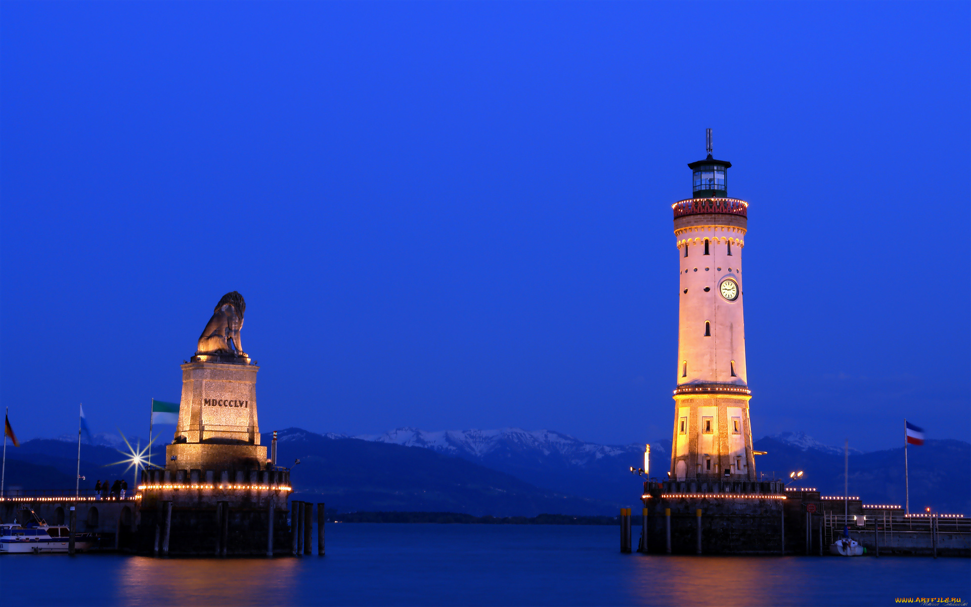 port, of, lindau, lake, constance, germany, города, памятники, скульптуры, арт, объекты