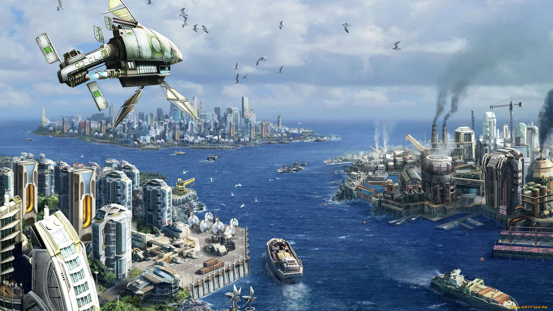 видео, игры, anno, 2070, острова, цивилизация, города