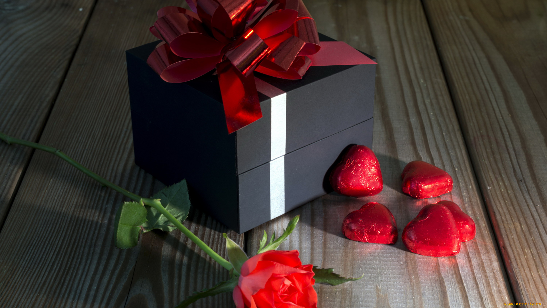 праздничные, подарки, и, коробочки, подарок, бант, розы, сердечки, конфеты