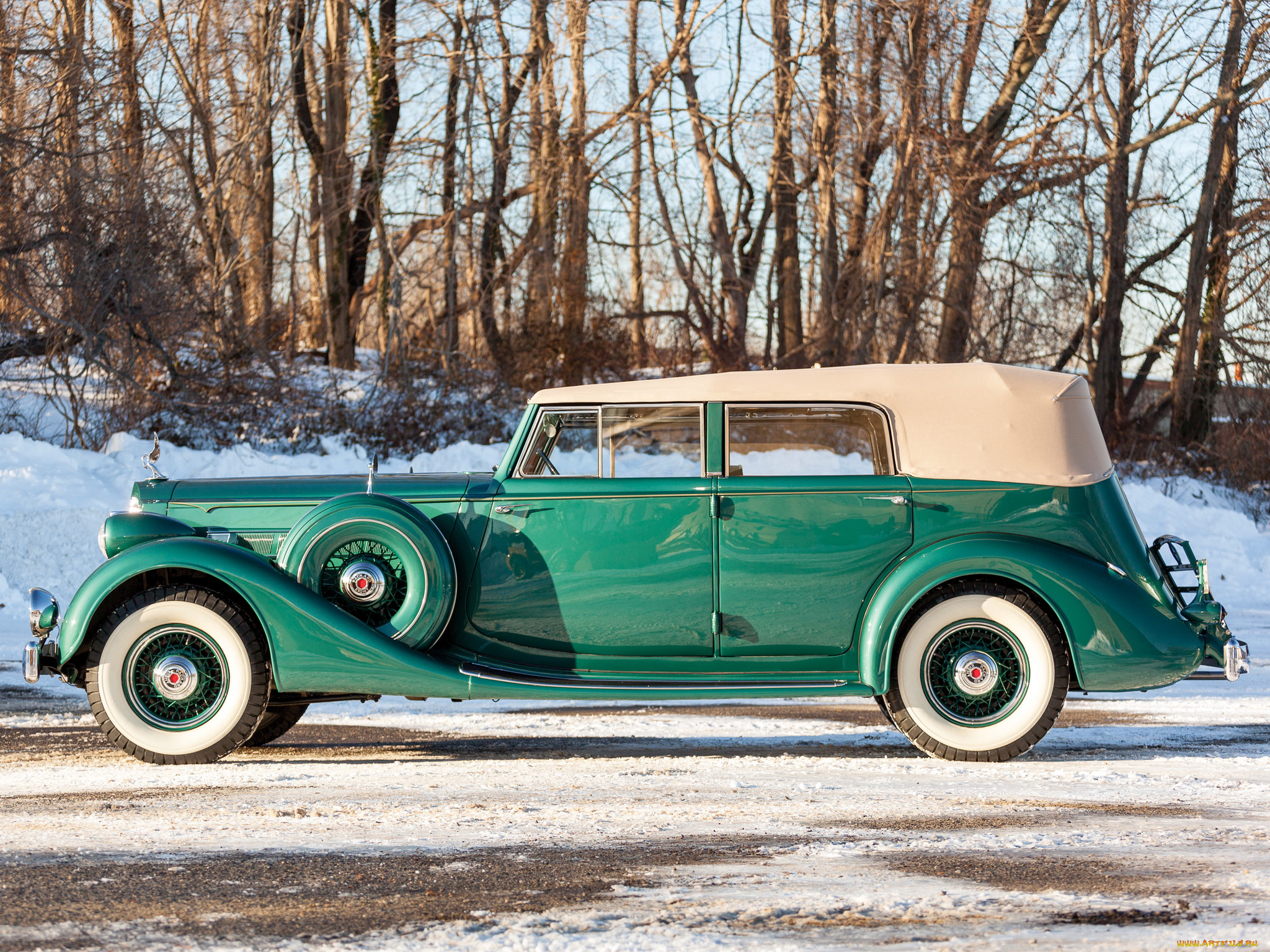 автомобили, packard, зеленый, 1936, 1402-963, sedan, convertible, eight