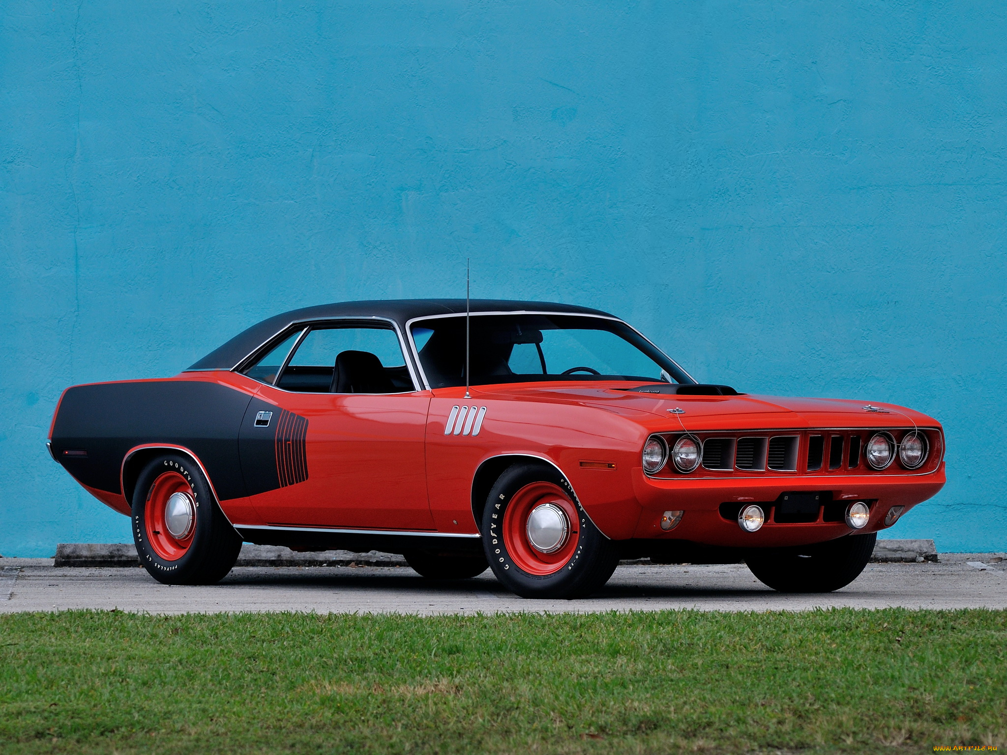 автомобили, plymouth, красный, 1971, cuda, hemi