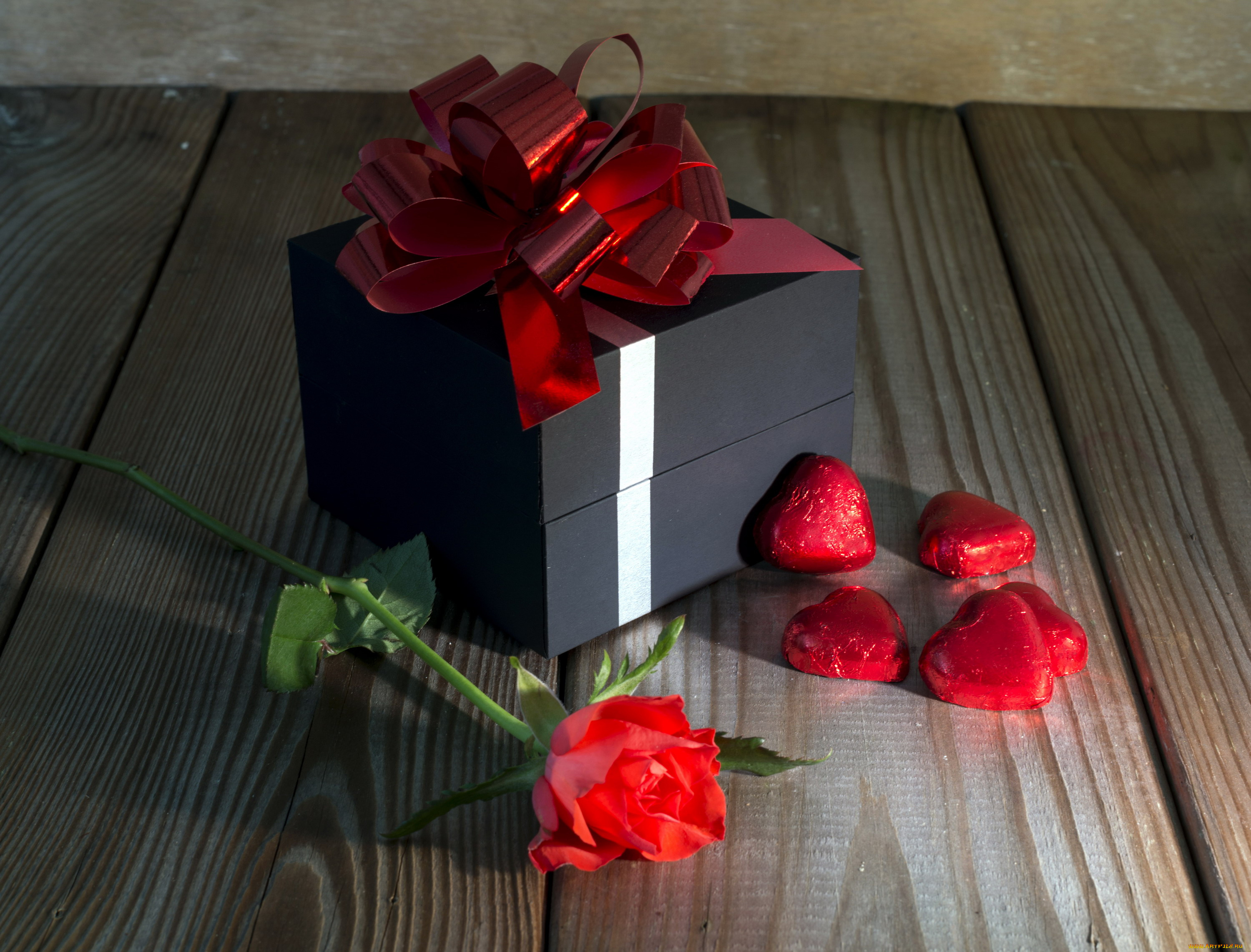 праздничные, подарки, и, коробочки, подарок, бант, розы, сердечки, конфеты