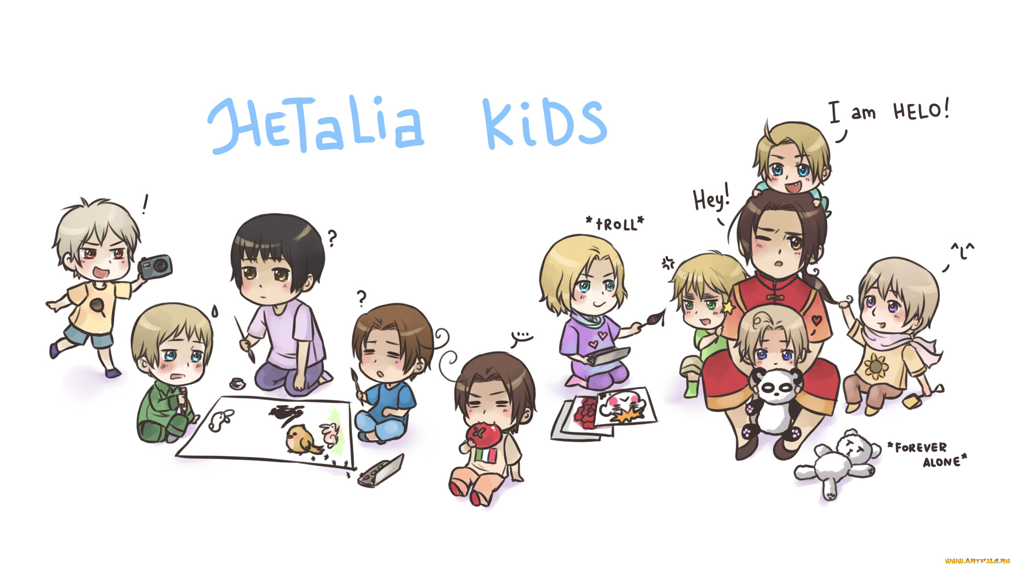 аниме, hetalia, , axis, powers, арт, малыши, фон