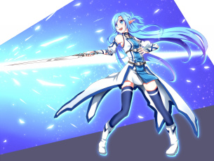 Картинка аниме sword+art+online девушка взгляд фон