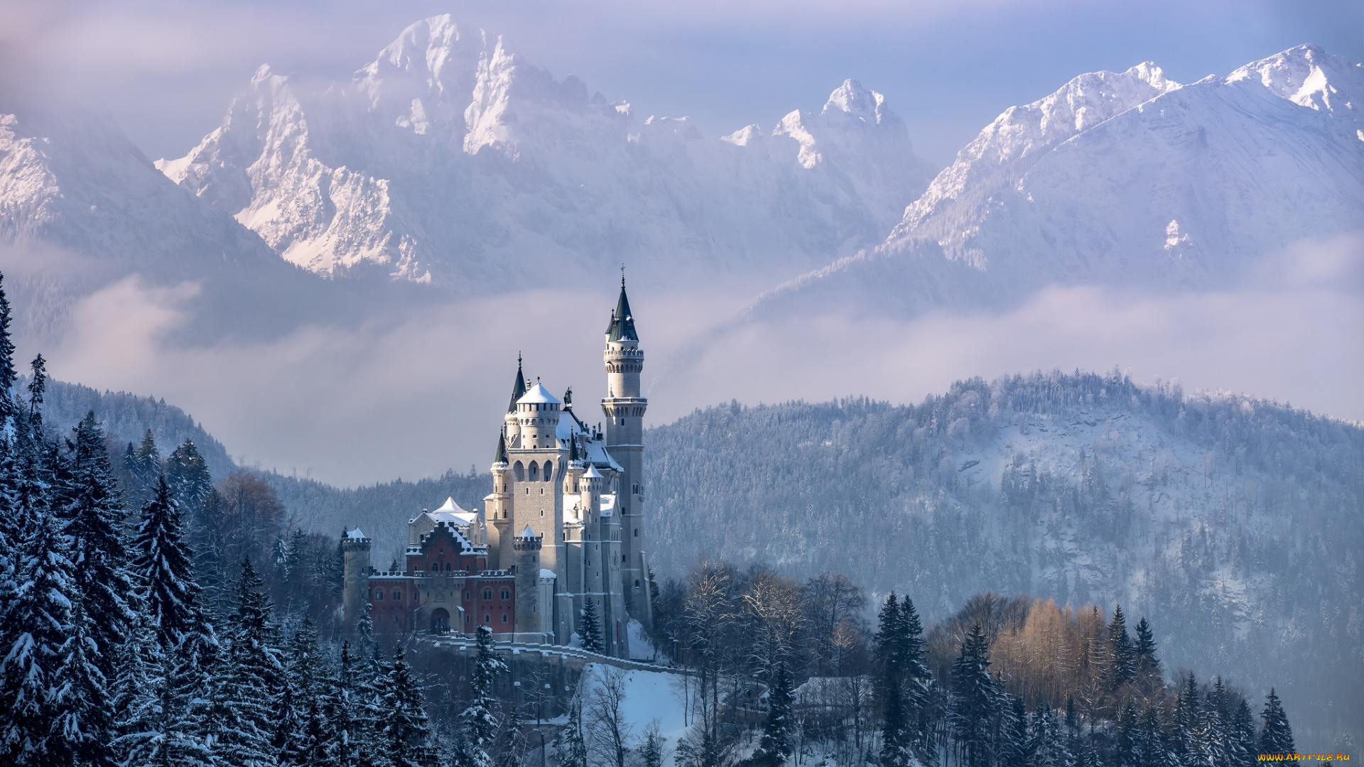 neuschwanstein, castle, -, bavaria, -, germany, города, замок, нойшванштайн, , германия, горы, замок