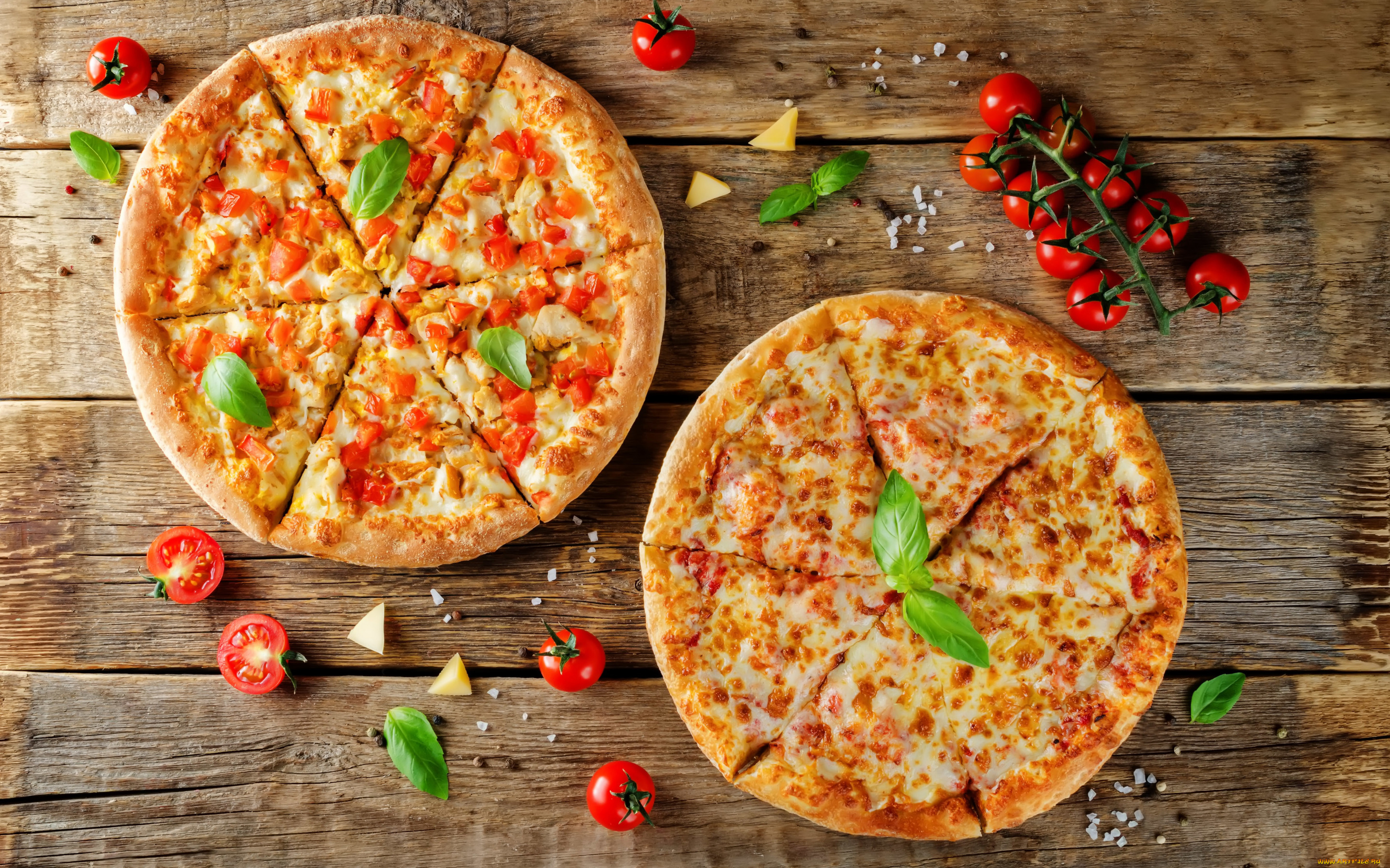 еда, пицца, пиццы, базилик, пармезан, wood, помидоры, сыр, томаты