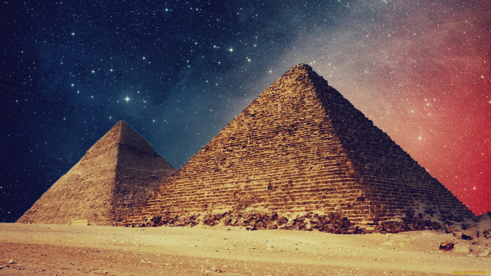 египет, города, -, исторические, , архитектурные, памятники, пирамиды, звёзды, ночь