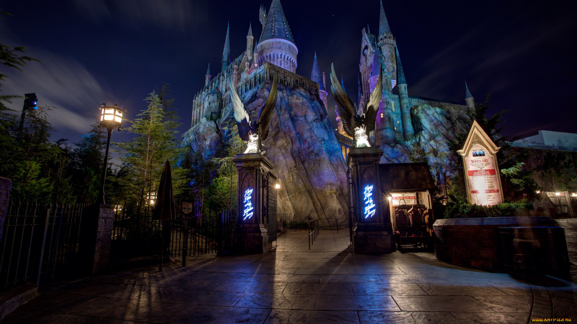 the, wizarding, world, of, harry, potter, , universal, orlando, resort, города, -, дворцы, , замки, , крепости, огни, сша, парки, дизайн, hdr, ночь, замок