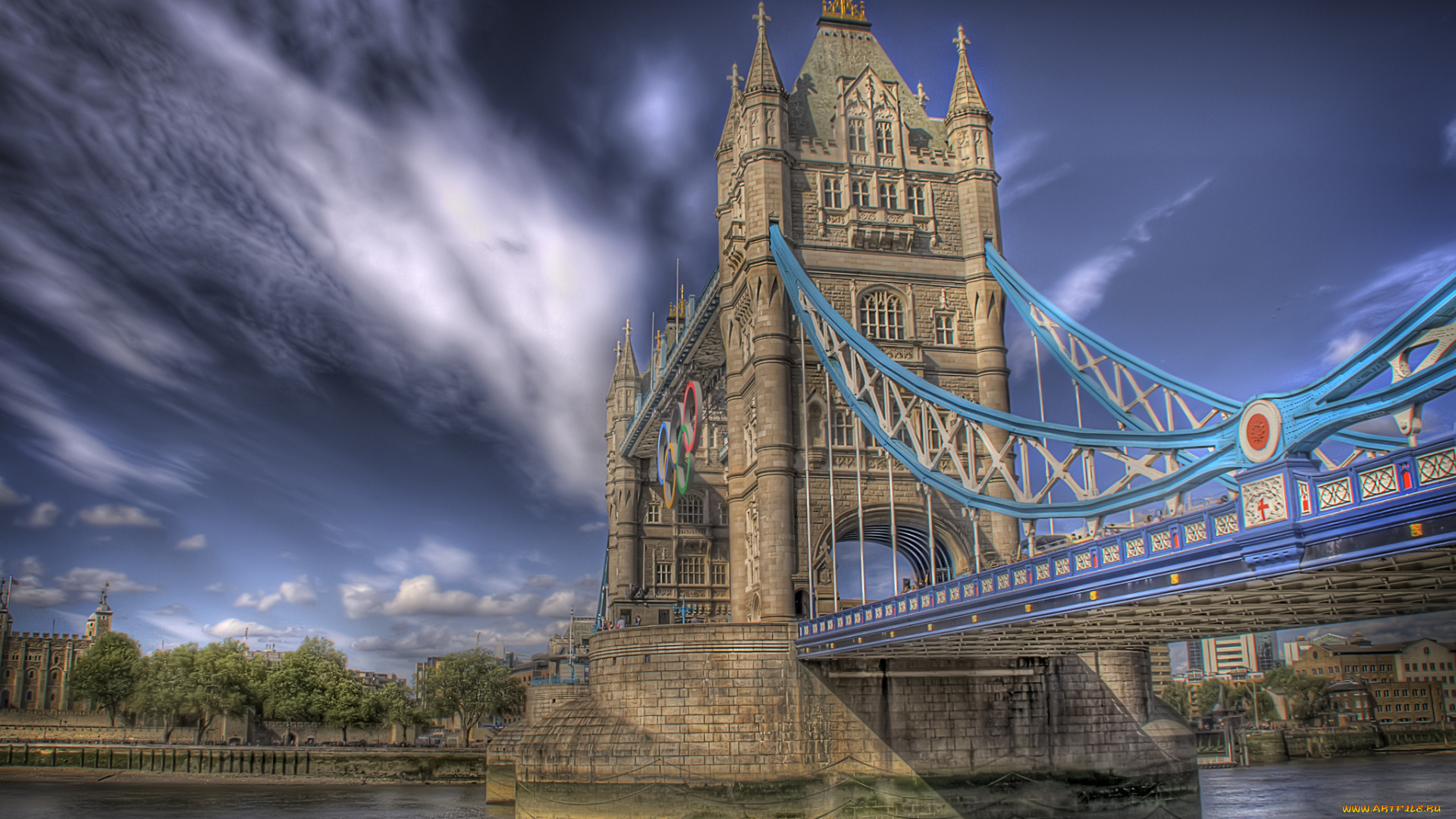 tower, bridge, города, лондон, , великобритания, мост, облака, река