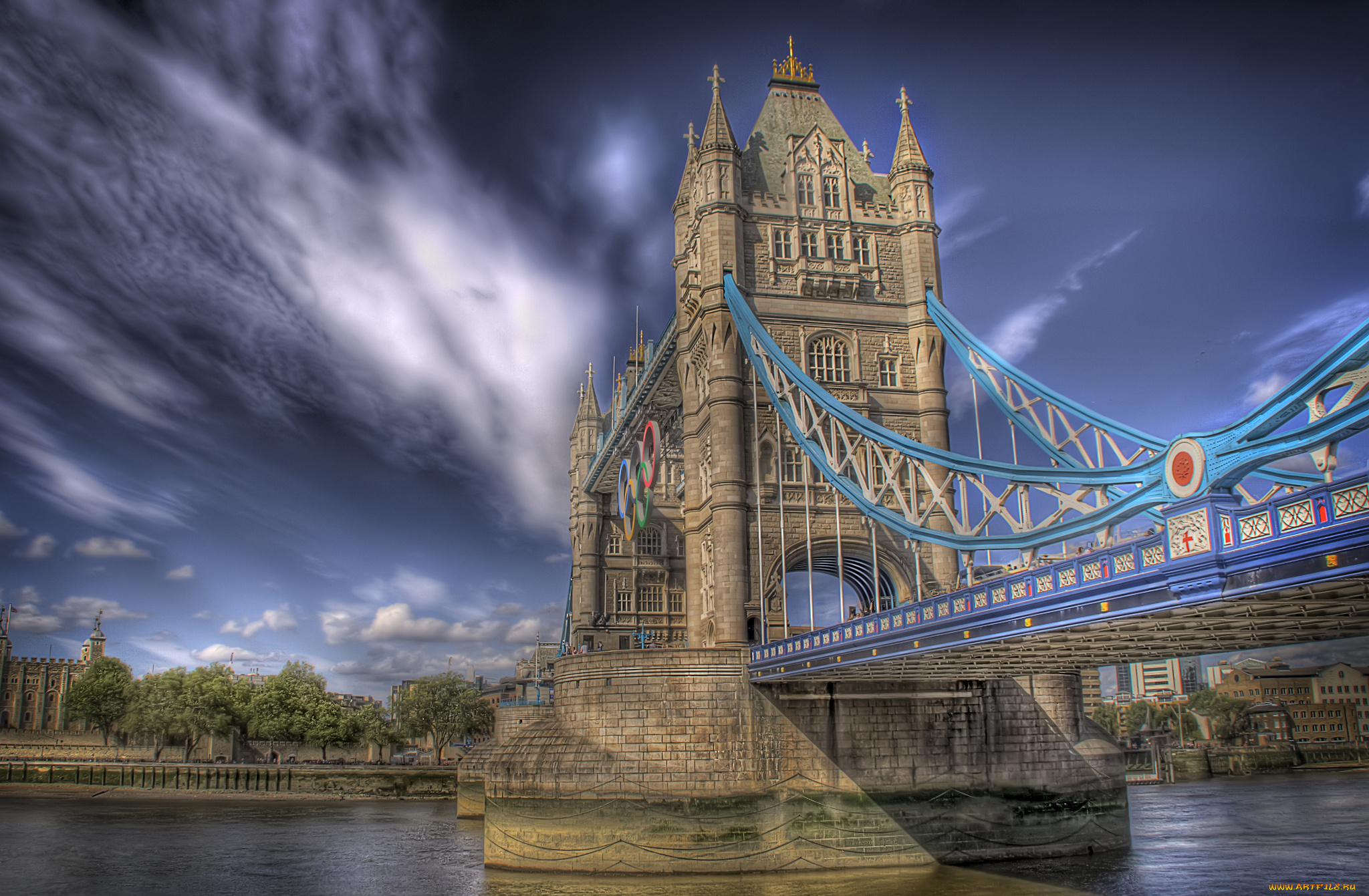tower, bridge, города, лондон, , великобритания, мост, облака, река