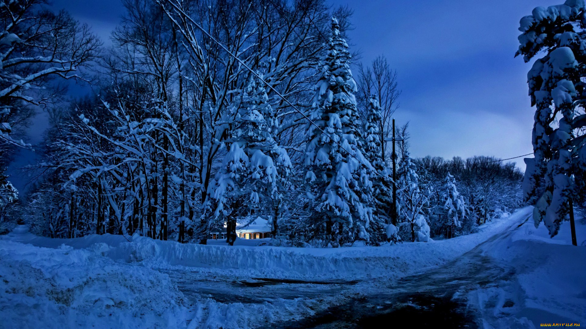 природа, зима, вечер, снег, красота