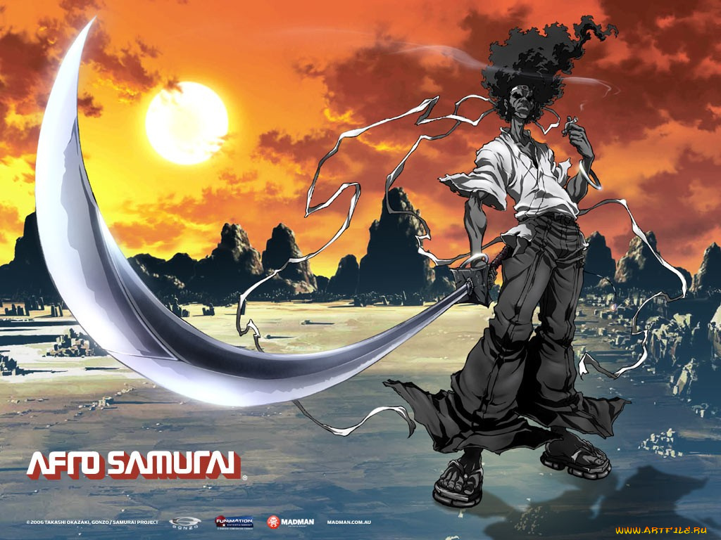 аниме, afro, samurai