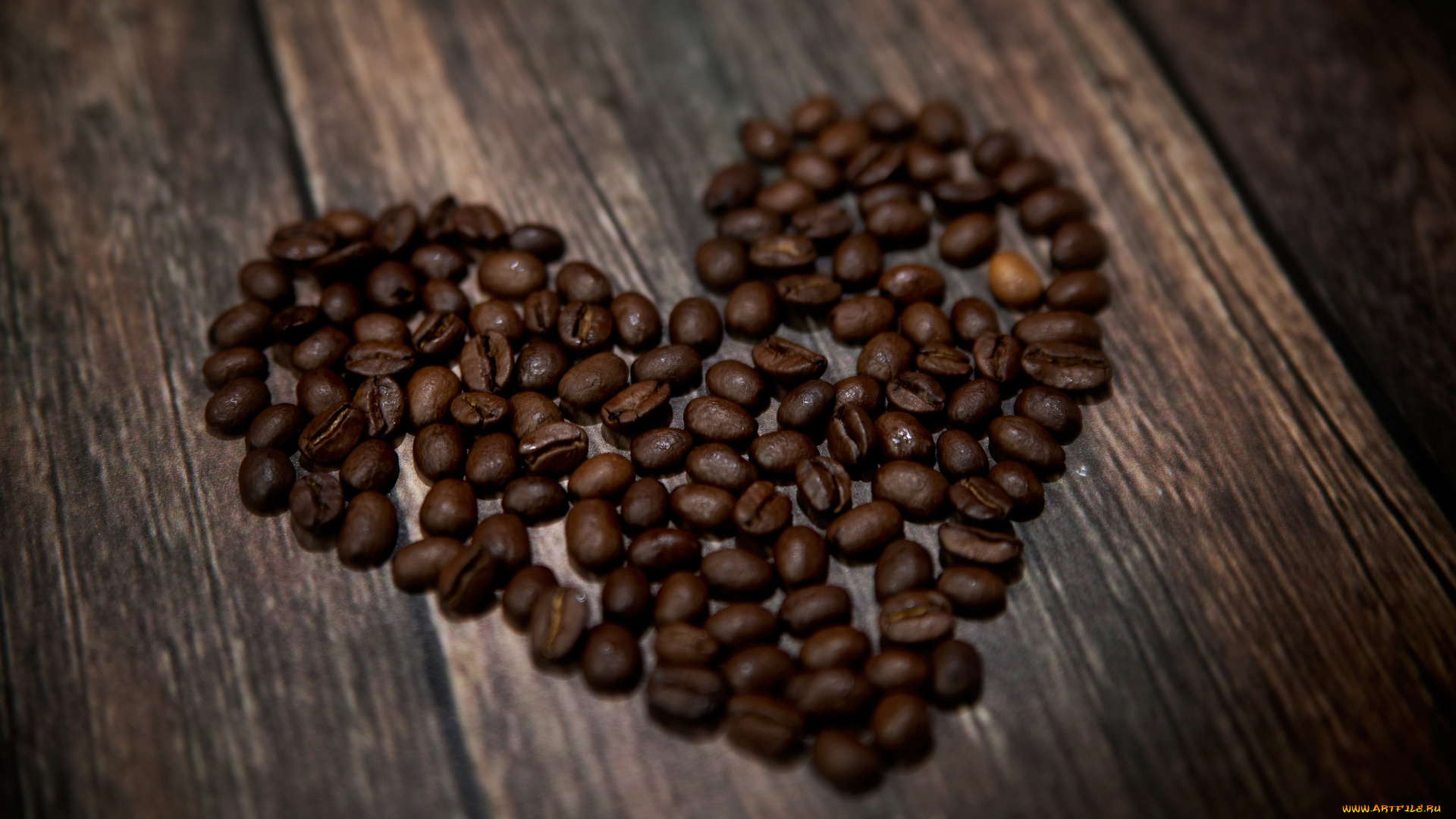 еда, кофе, кофейные, зёрна, сердце