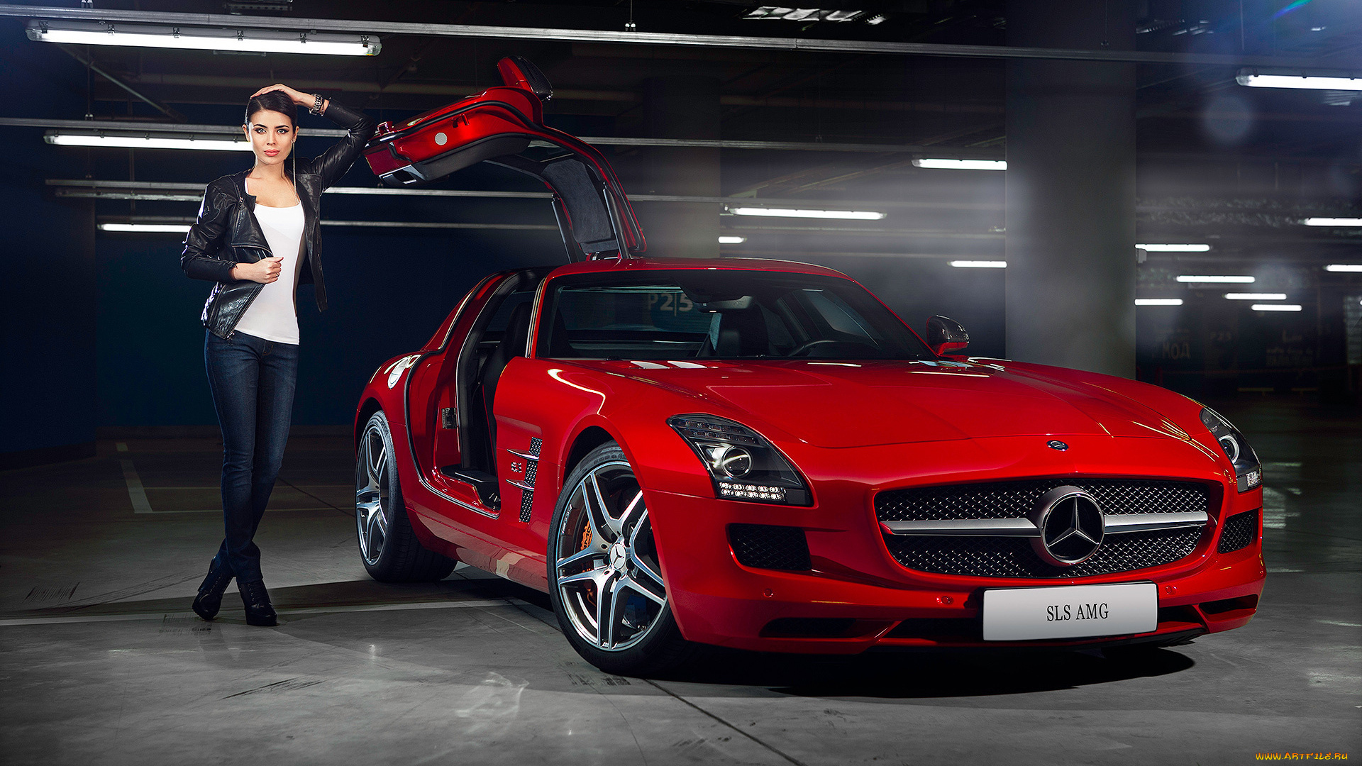 mercedes, sls, amg, автомобили, -авто, с, девушками, amg, red, sls, mercedes-benz, door, supercar, beauty, girl, mercedes