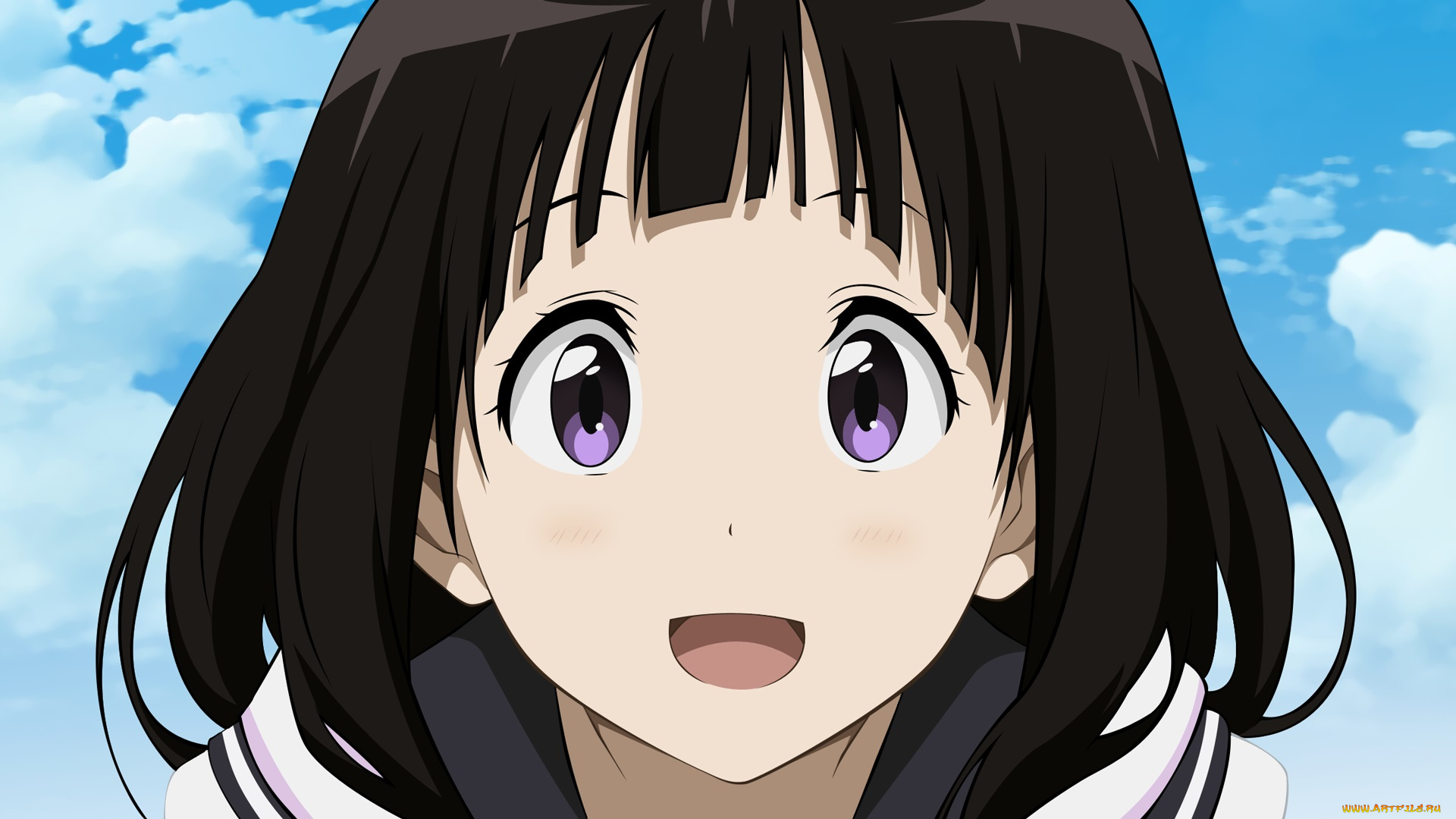 аниме, hyouka, девушка, взгляд, фон