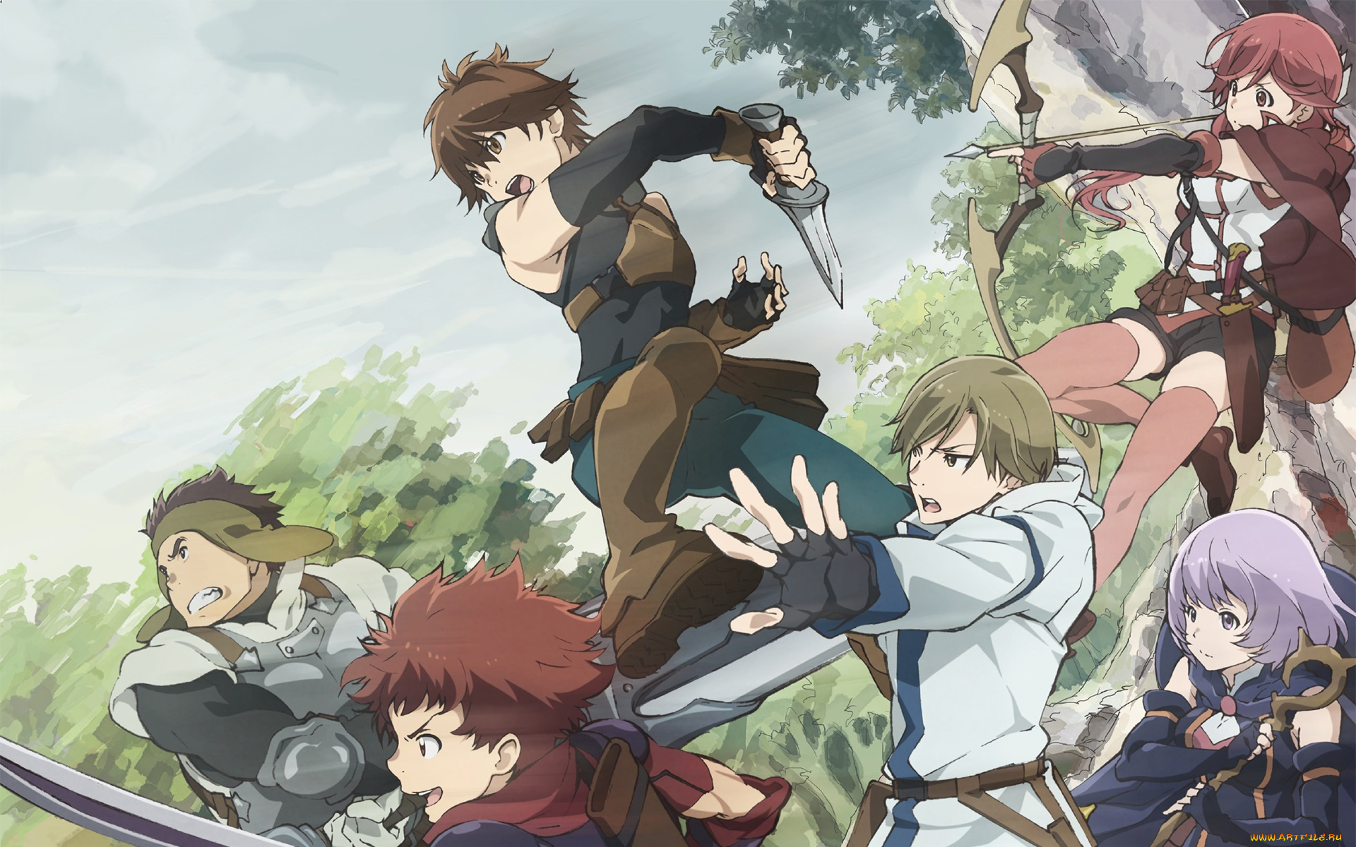 grimgar, imagination, and, ash, аниме, hai, to, gensou, no, grimgar, девушки, взгляд, фон, парни