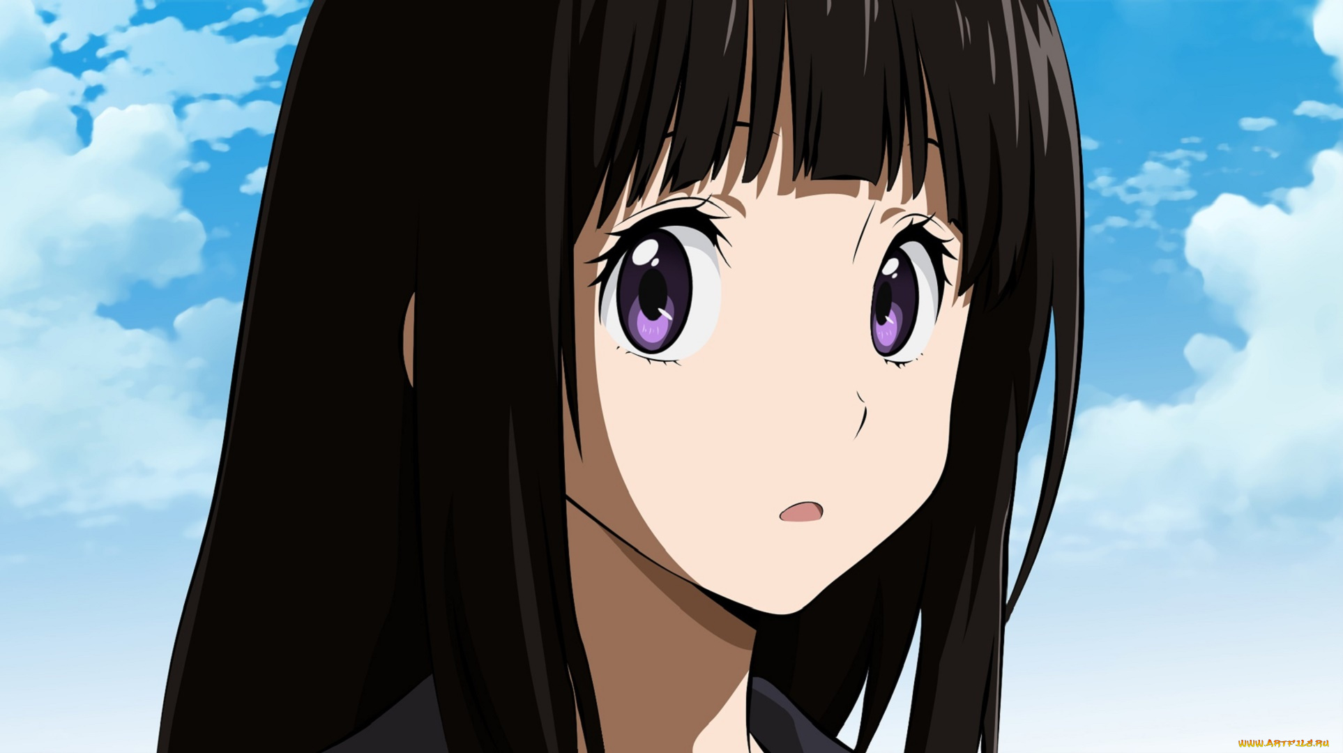 hyouka, аниме, девушка, взгляд, фон